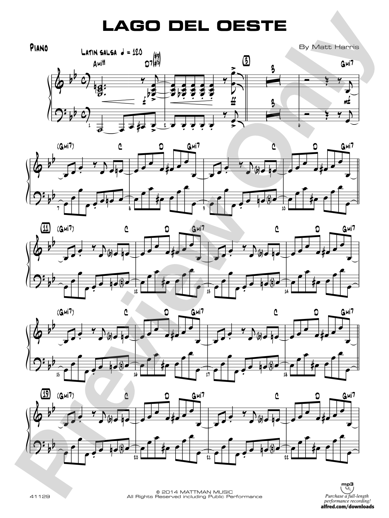 Lago del oeste: Piano Accompaniment