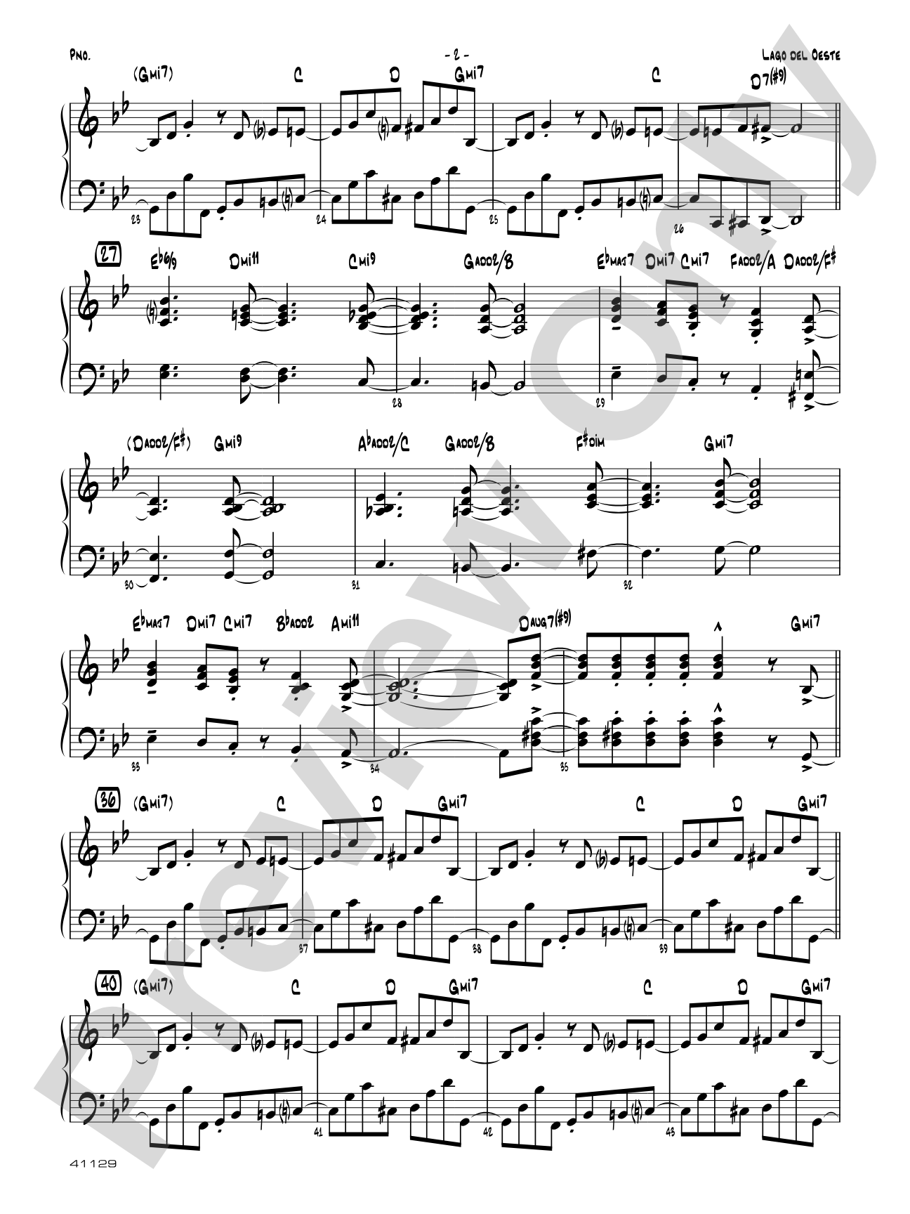 Lago del oeste: Piano Accompaniment