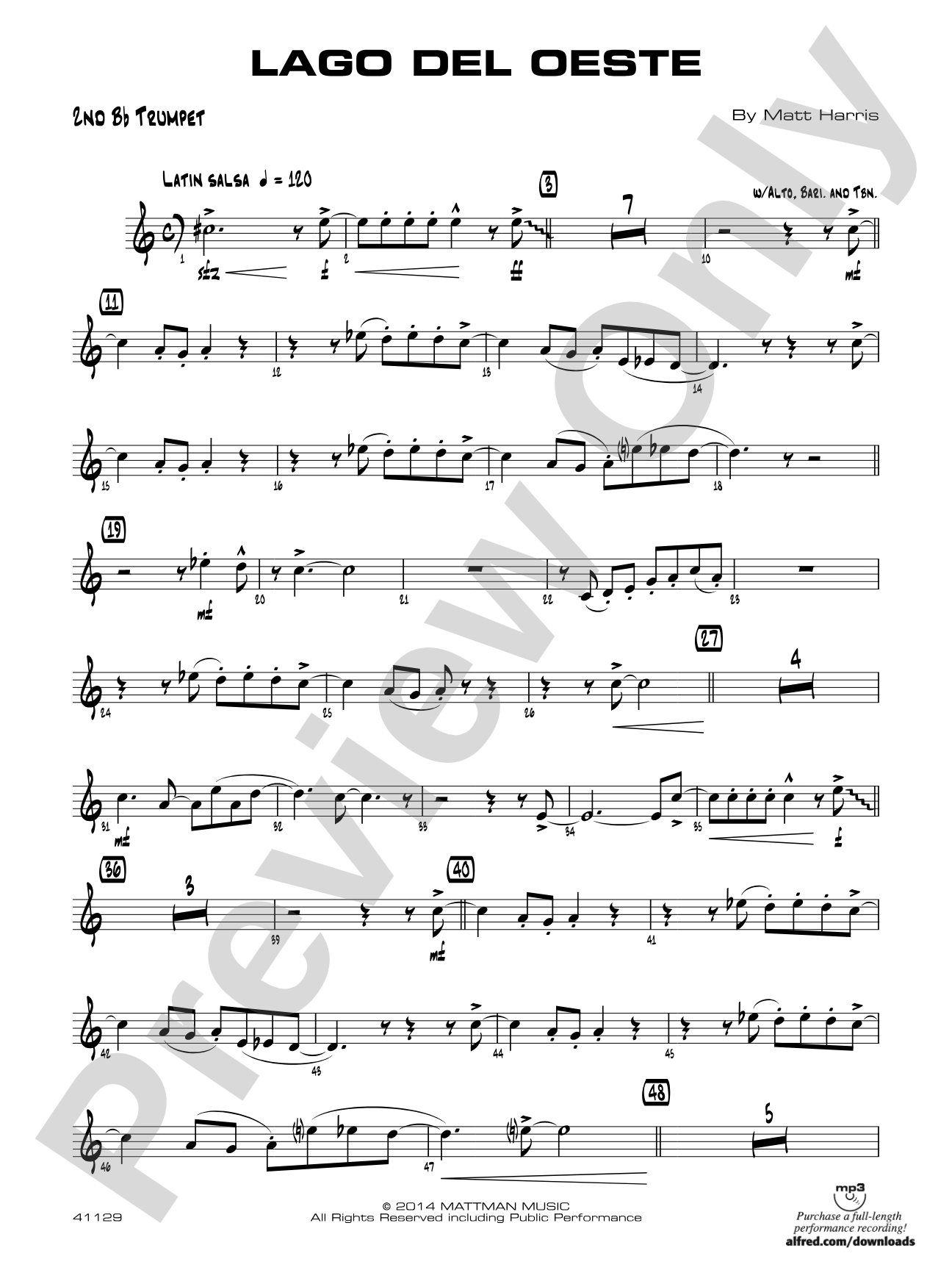 Lago del oeste: 2nd B-flat Trumpet