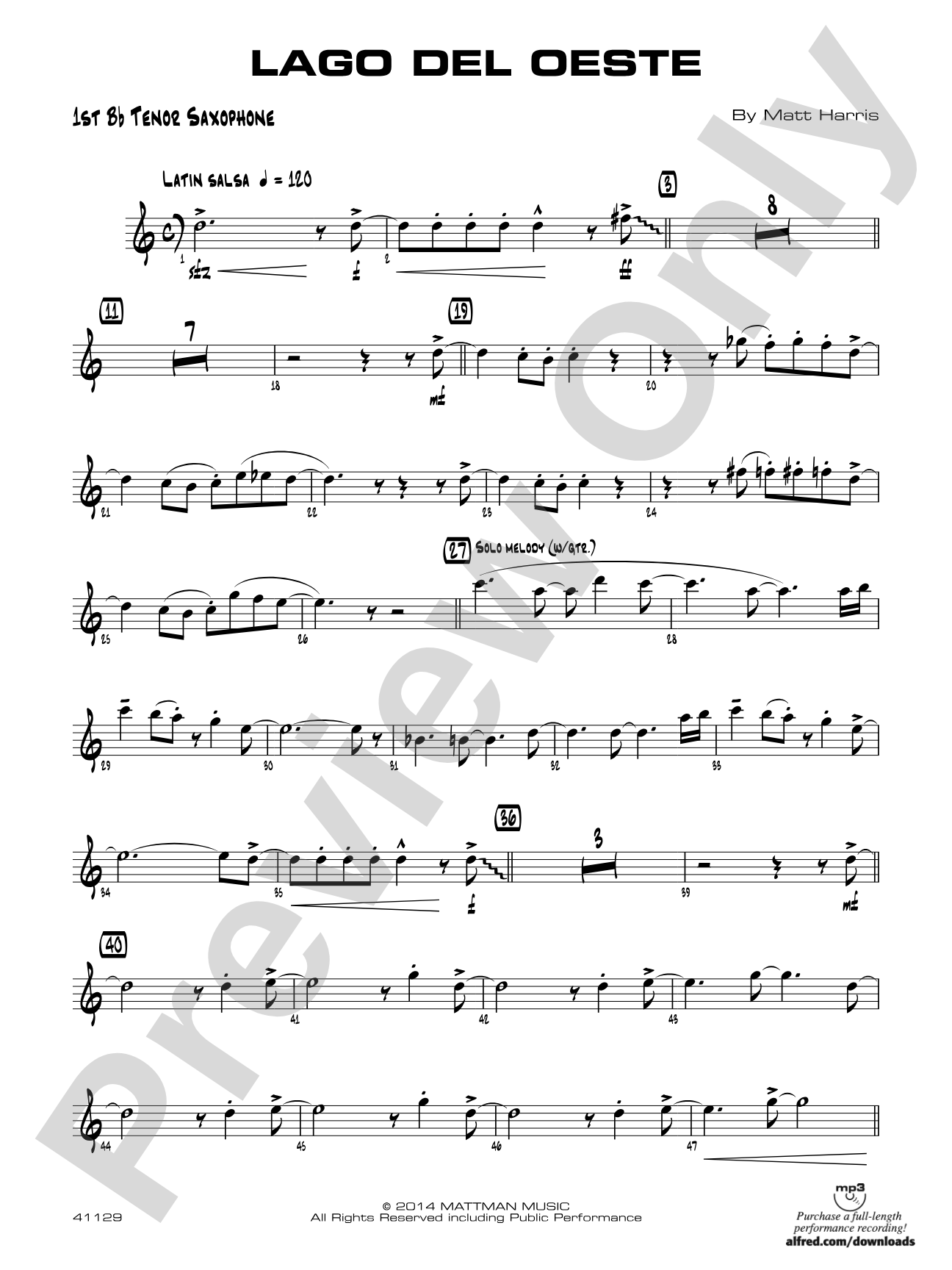 Lago del oeste: B-flat Tenor Saxophone