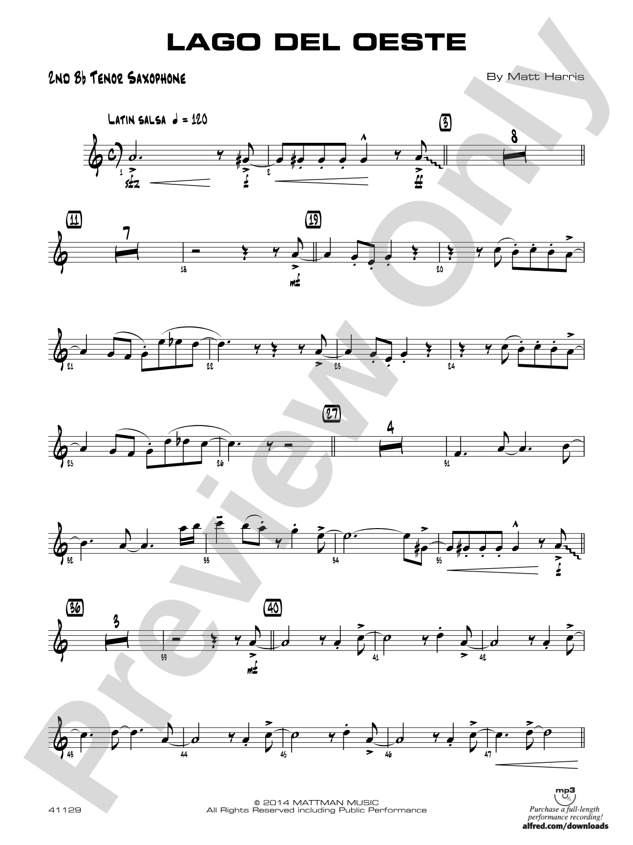 Lago del oeste: 2nd B-flat Tenor Saxophone