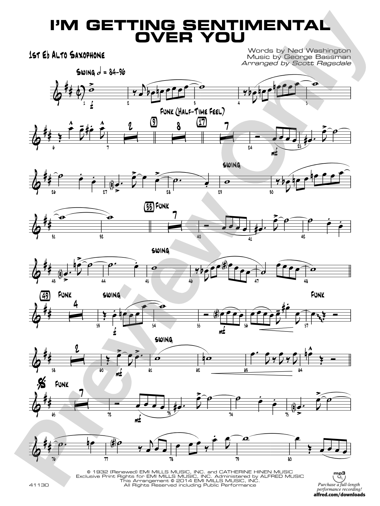 I'm Getting Sentimental over You: E-flat Alto Saxophone