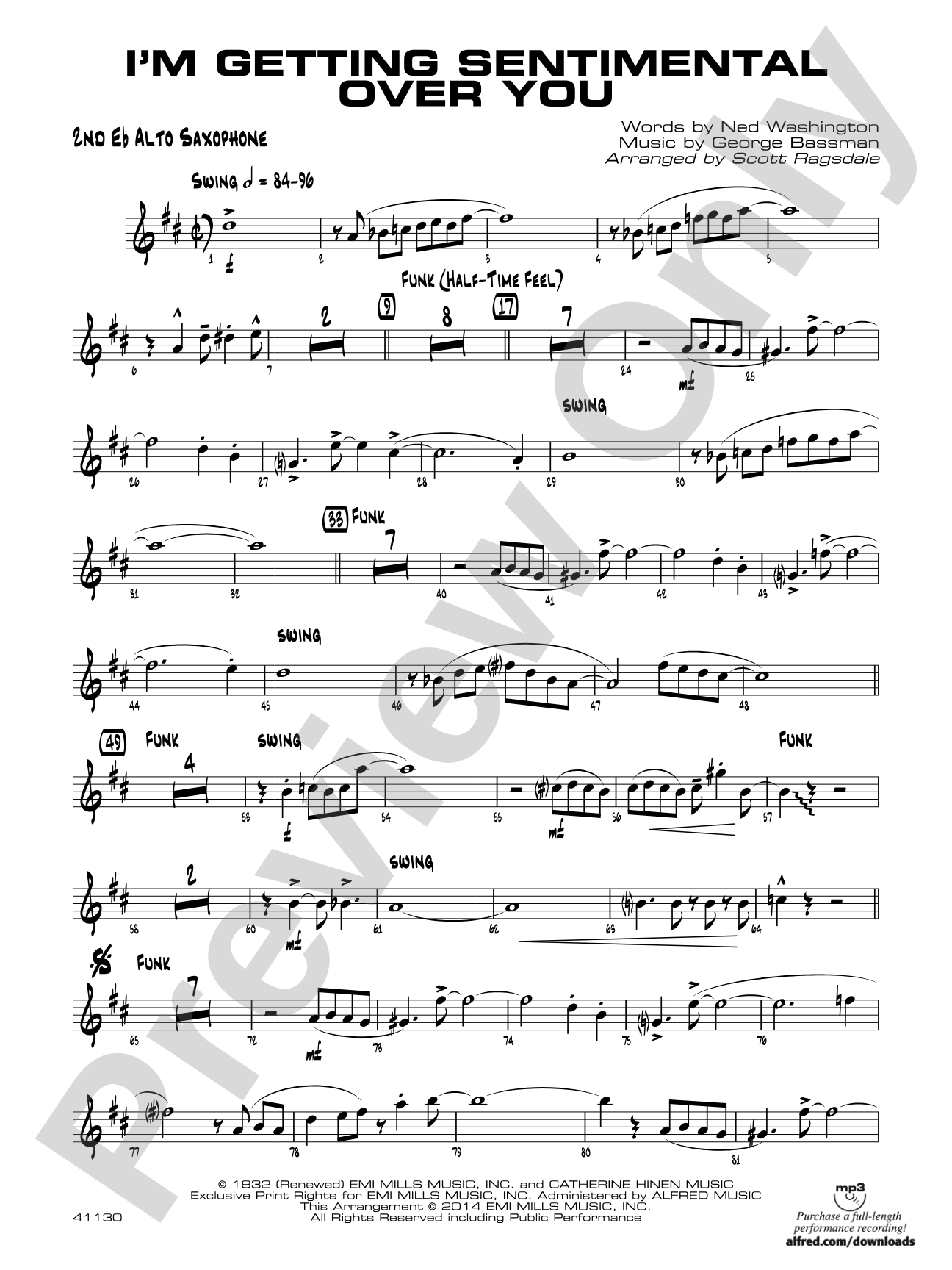 I'm Getting Sentimental over You: 2nd E-flat Alto Saxophone