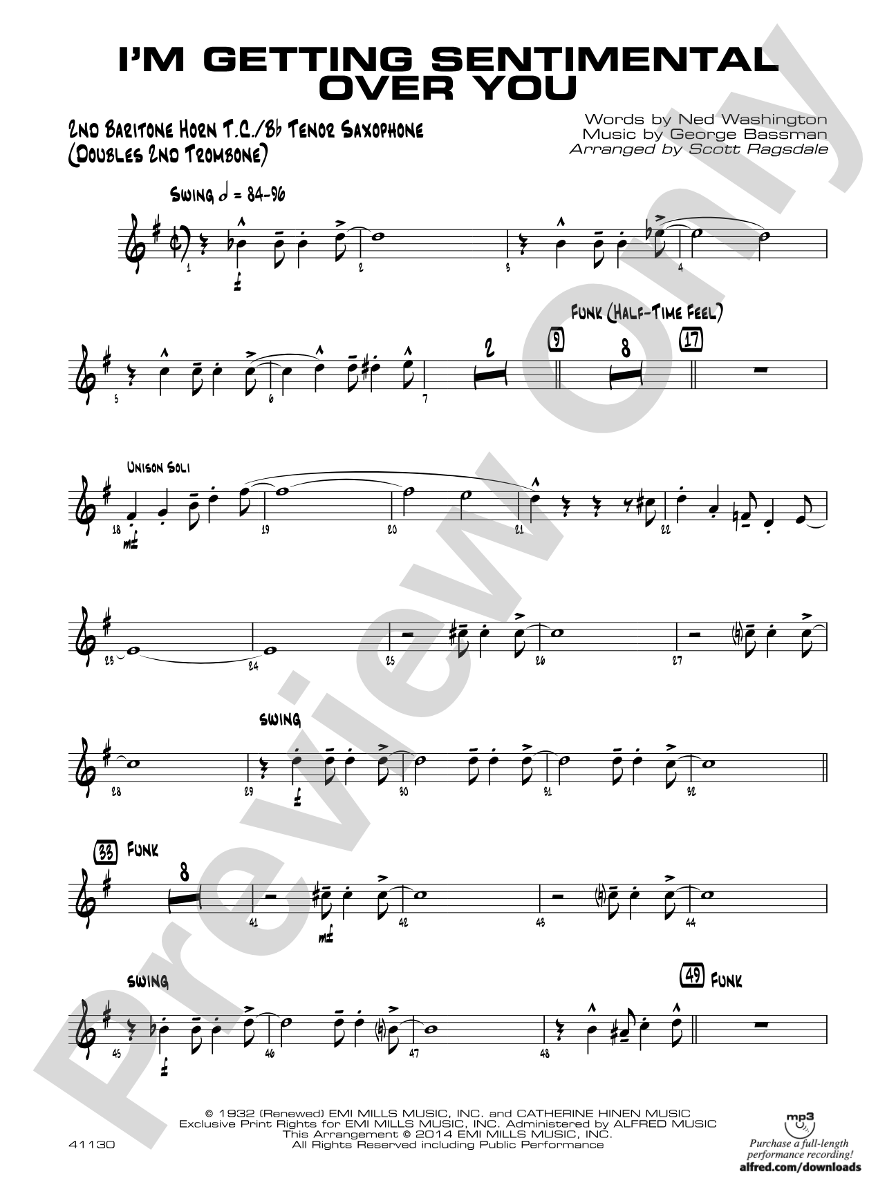 I'm Getting Sentimental over You: 2nd Baritone T.C.