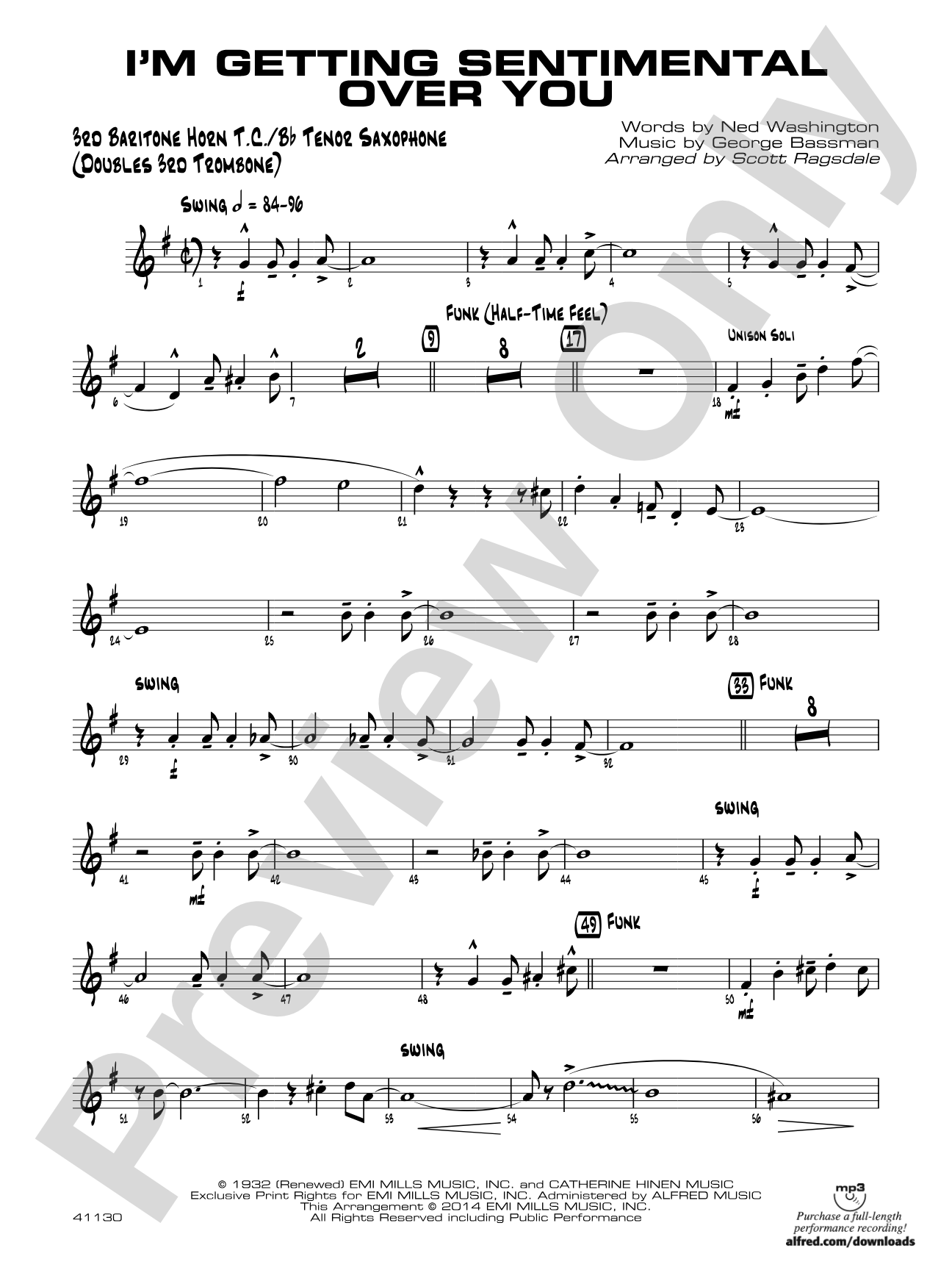 I'm Getting Sentimental over You: 3rd Baritone T.C.
