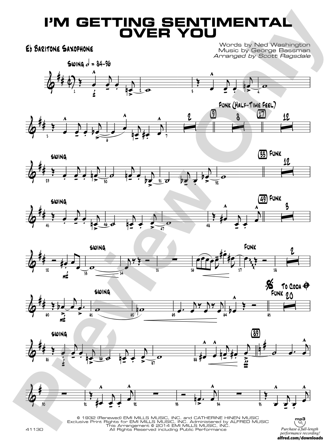 I'm Getting Sentimental over You: E-flat Baritone Saxophone