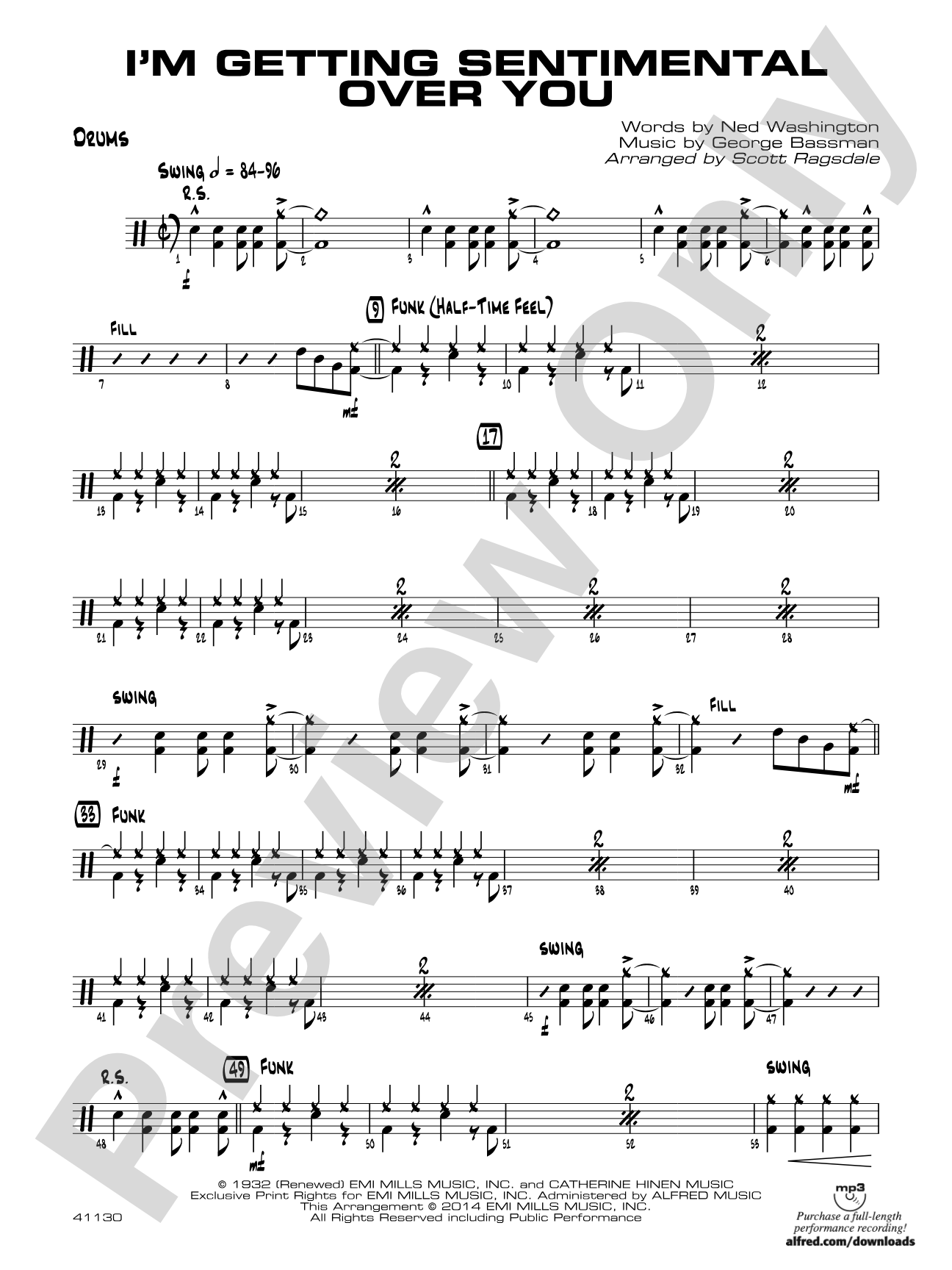 I'm Getting Sentimental over You: Drums