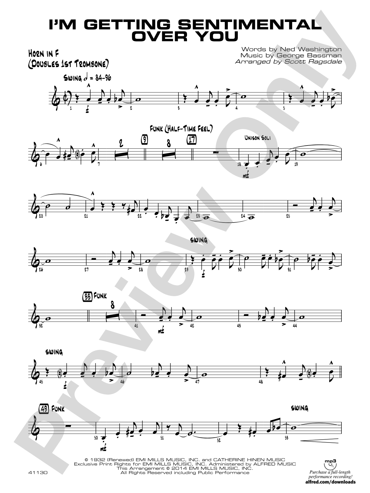 I'm Getting Sentimental over You: 1st F Horn