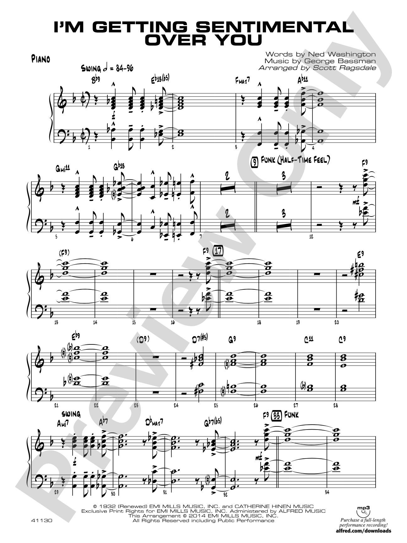 I'm Getting Sentimental over You: Piano Accompaniment