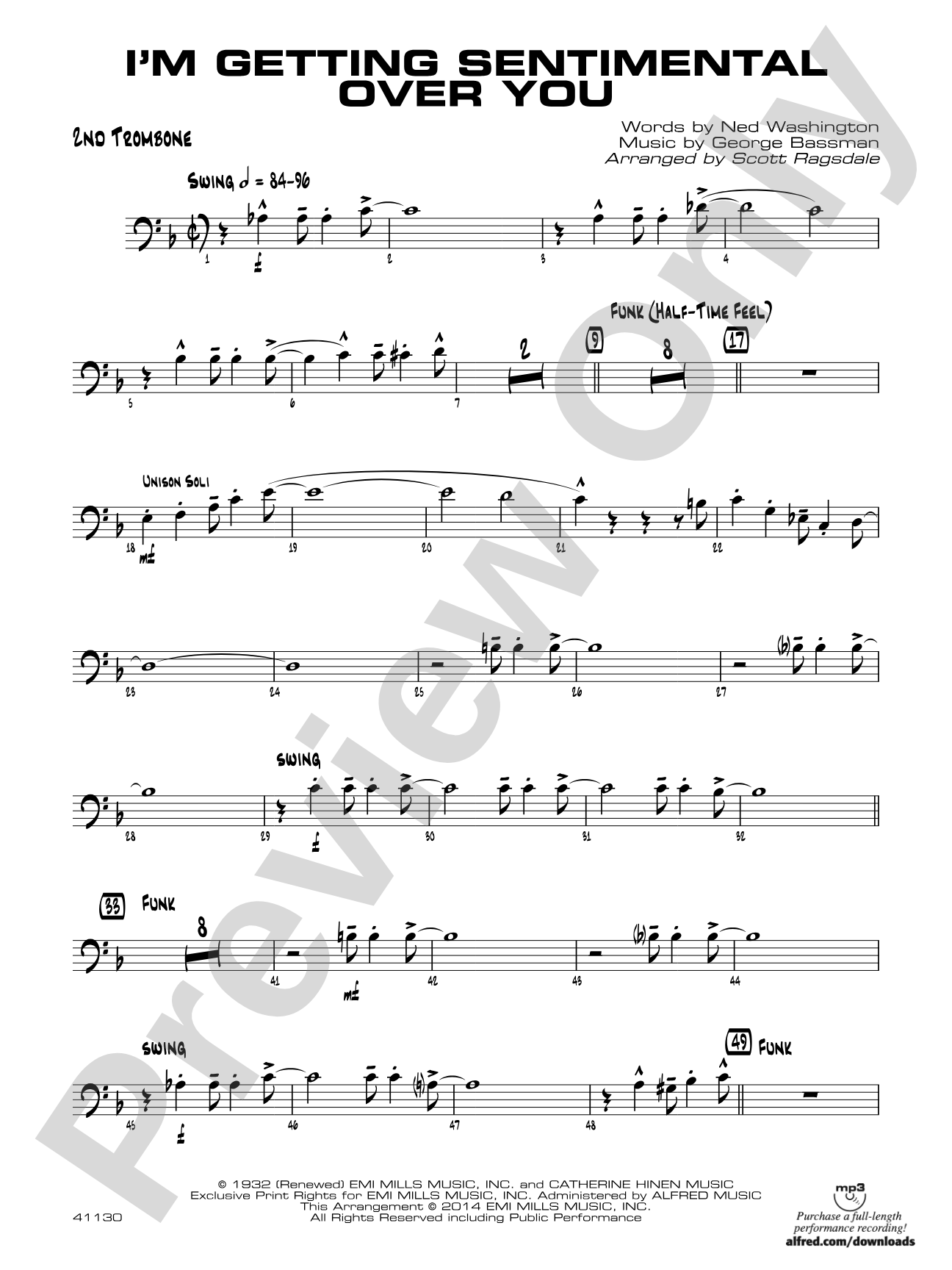 I'm Getting Sentimental over You: 2nd Trombone