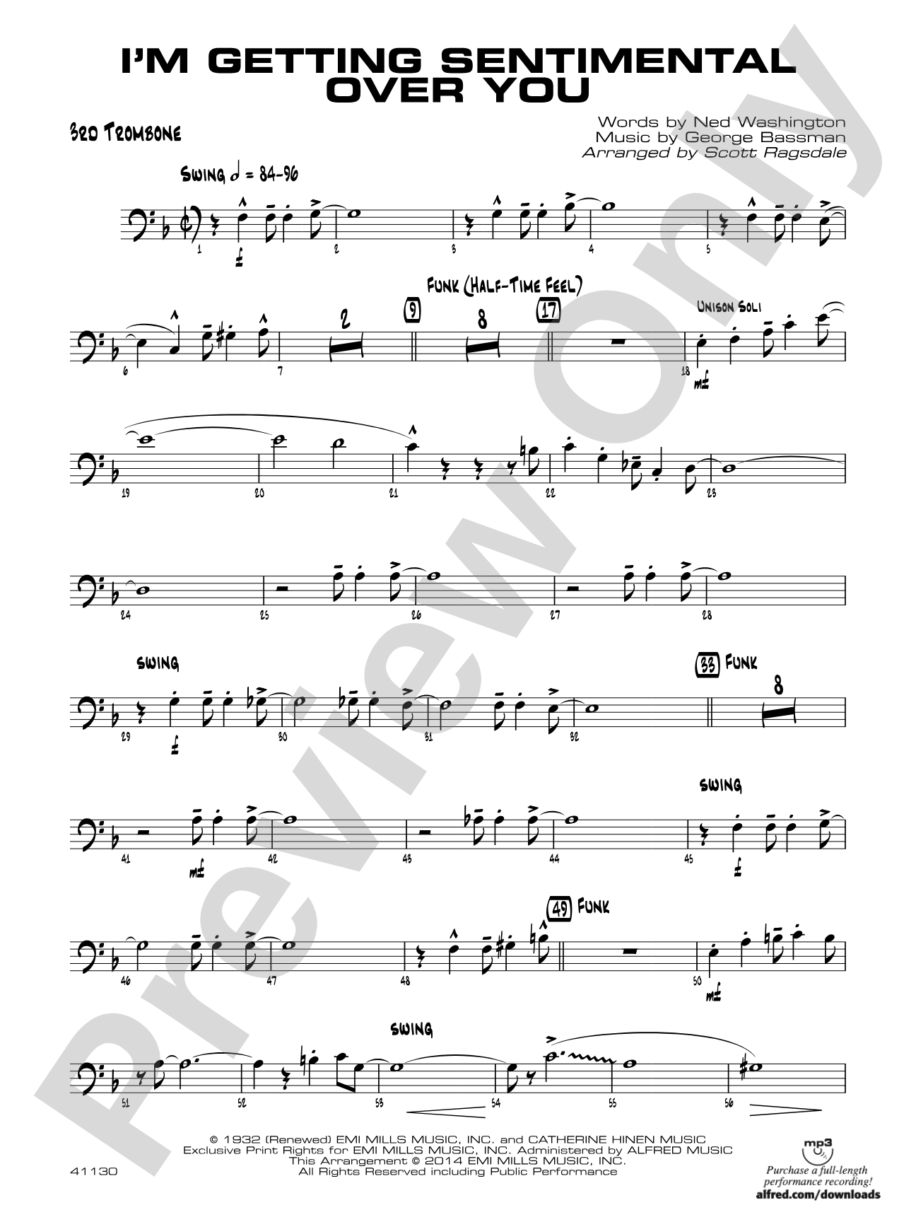 I'm Getting Sentimental over You: 3rd Trombone