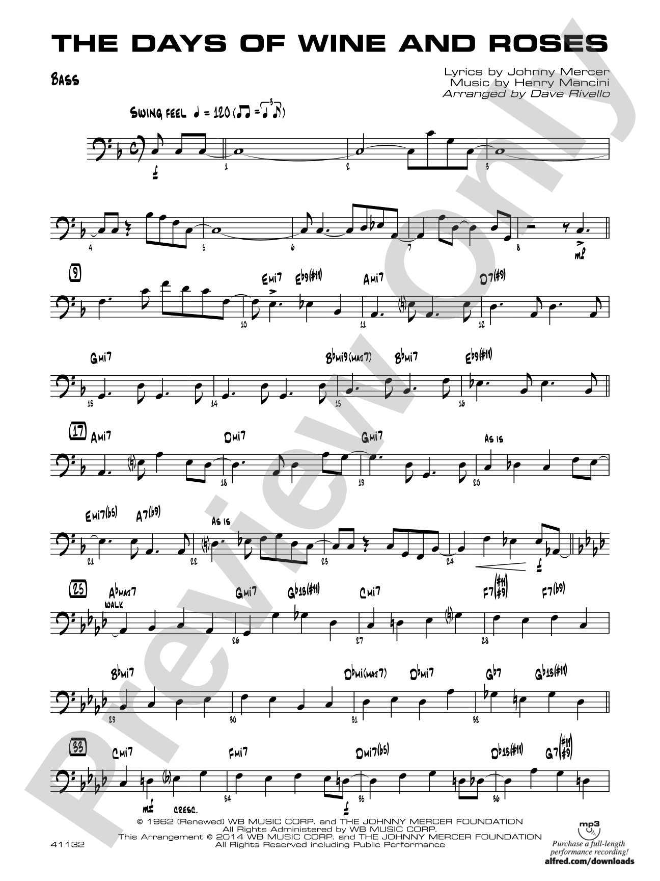 The Days of Wine and Roses: String Bass