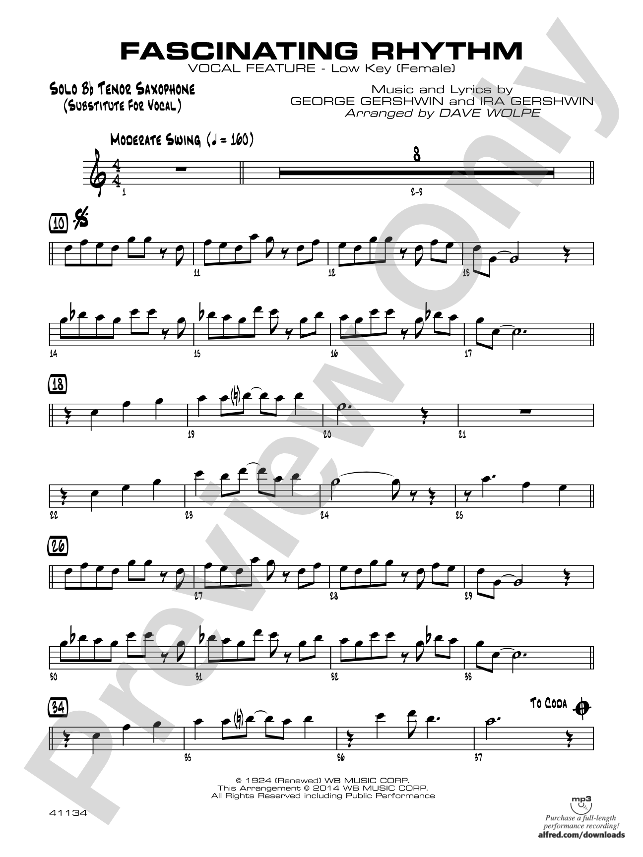 Fascinating Rhythm: Solo Tenor Saxophone