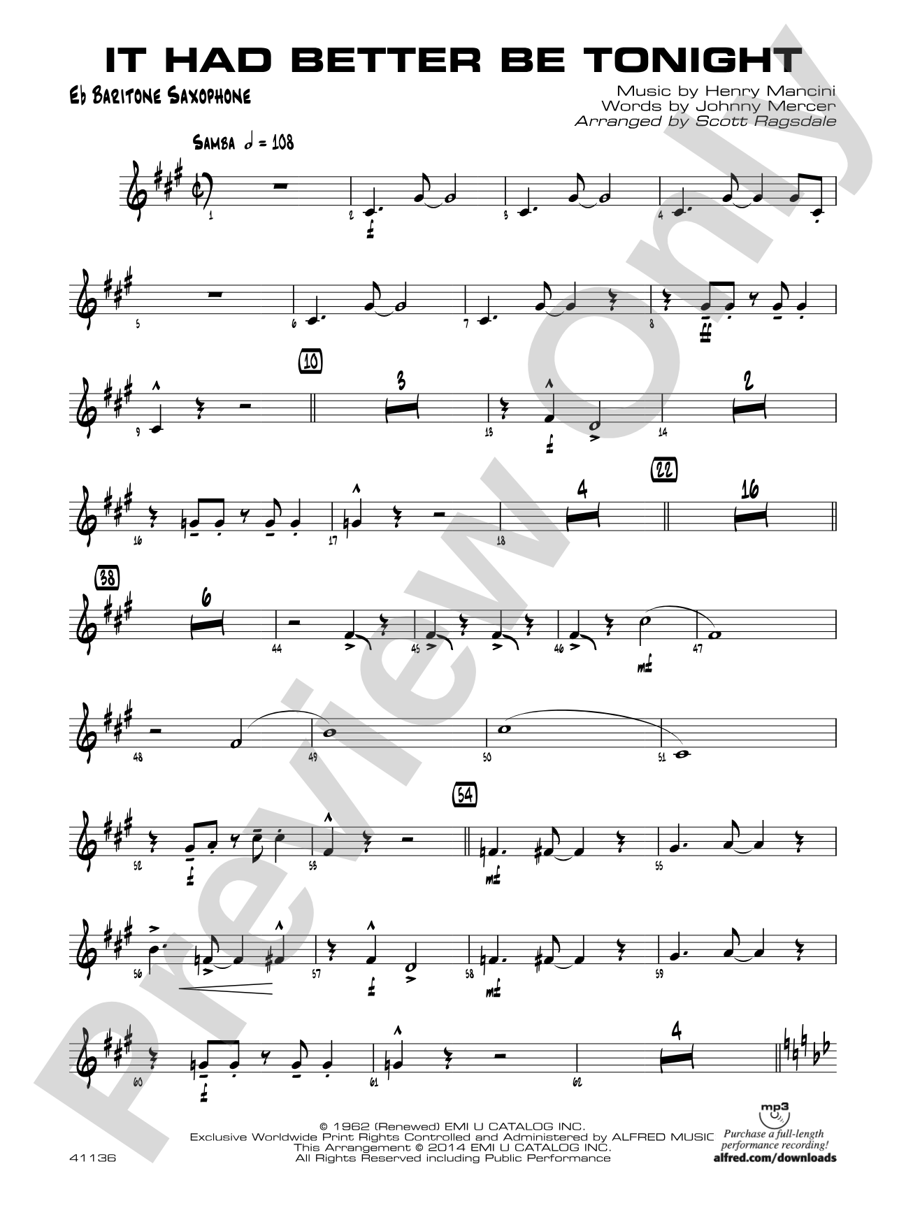 It Had Better Be Tonight: E-flat Baritone Saxophone