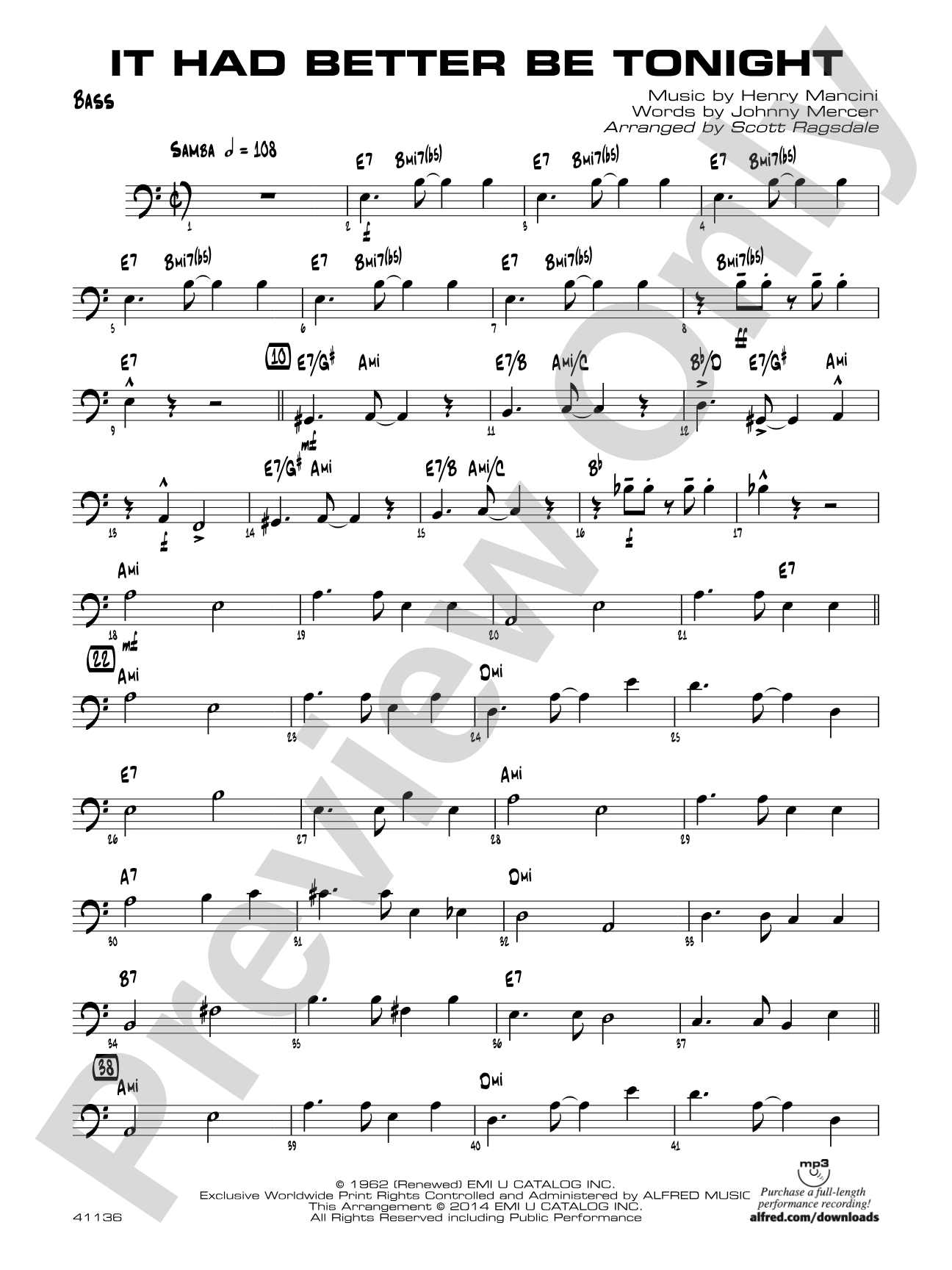 It Had Better Be Tonight: String Bass