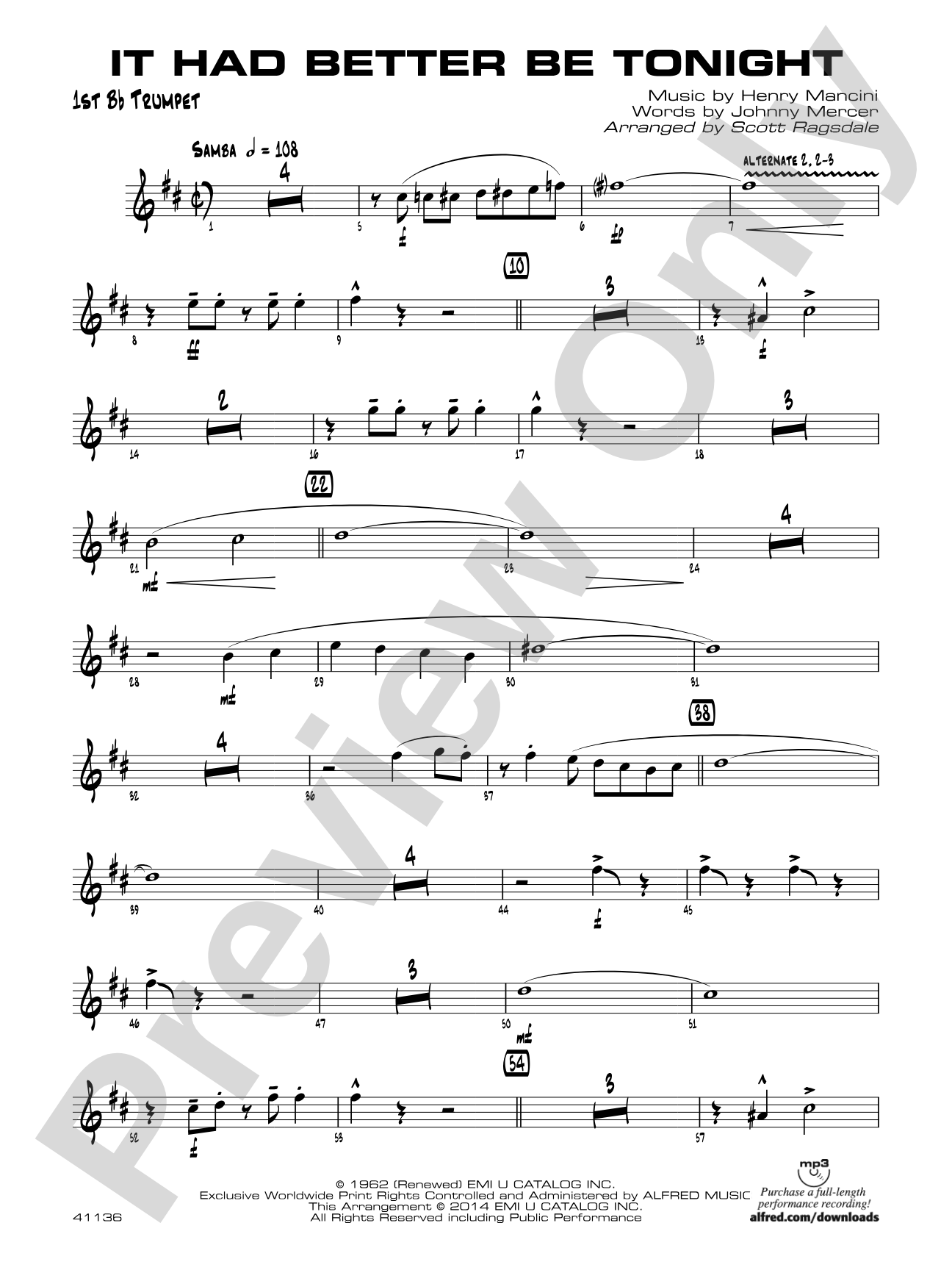 It Had Better Be Tonight: 1st B-flat Trumpet