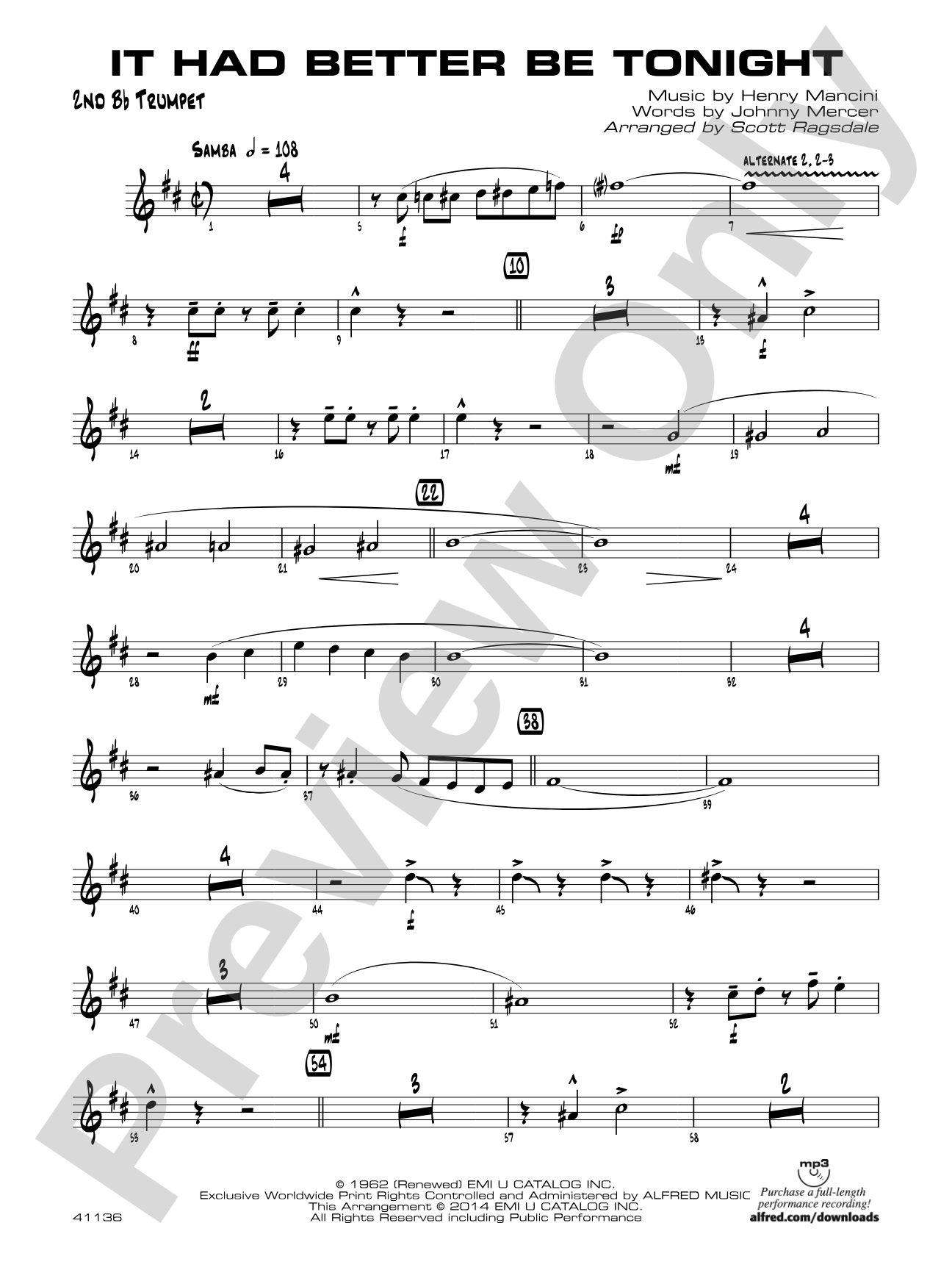 It Had Better Be Tonight: 2nd B-flat Trumpet