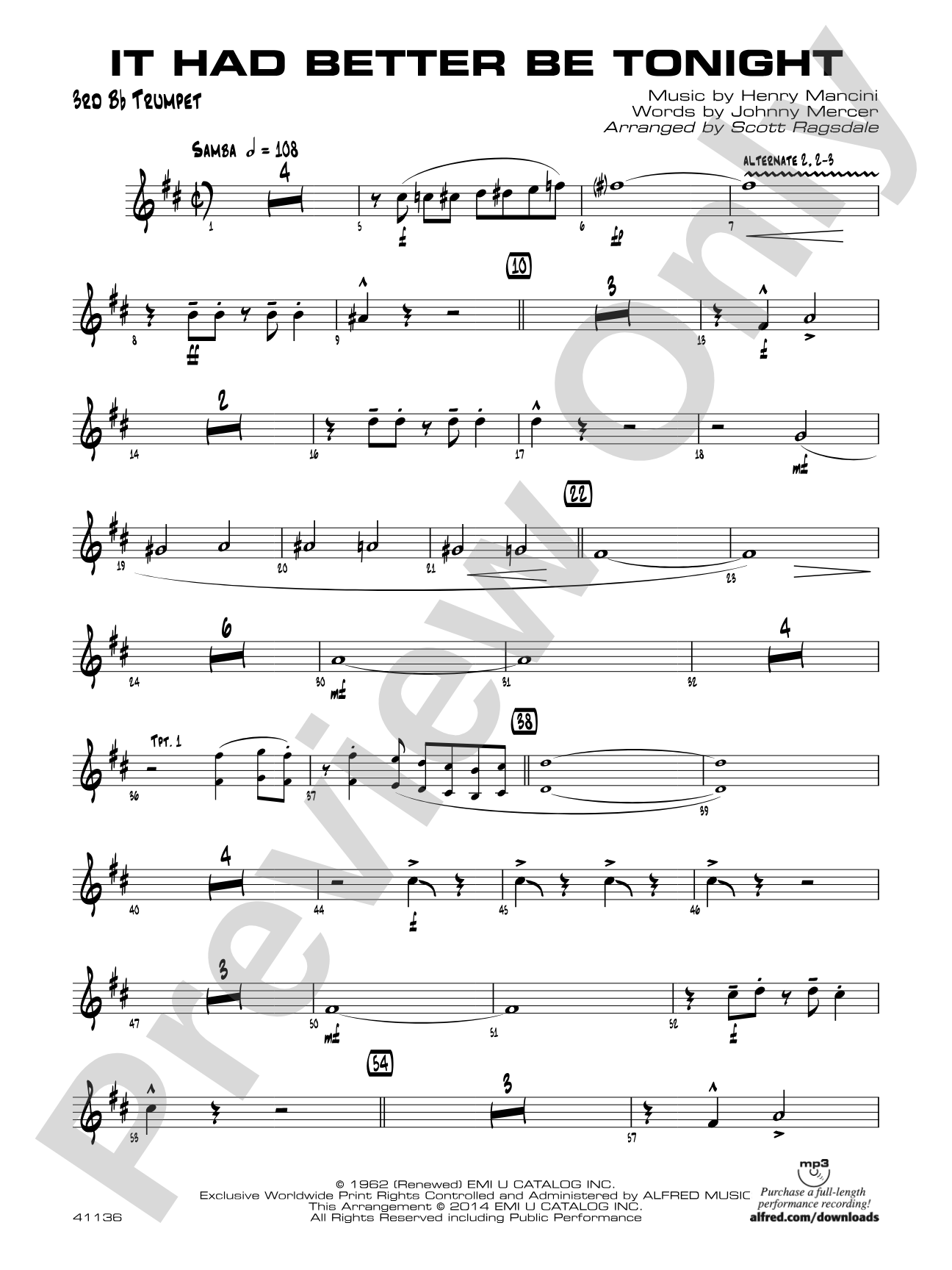 It Had Better Be Tonight: 3rd B-flat Trumpet