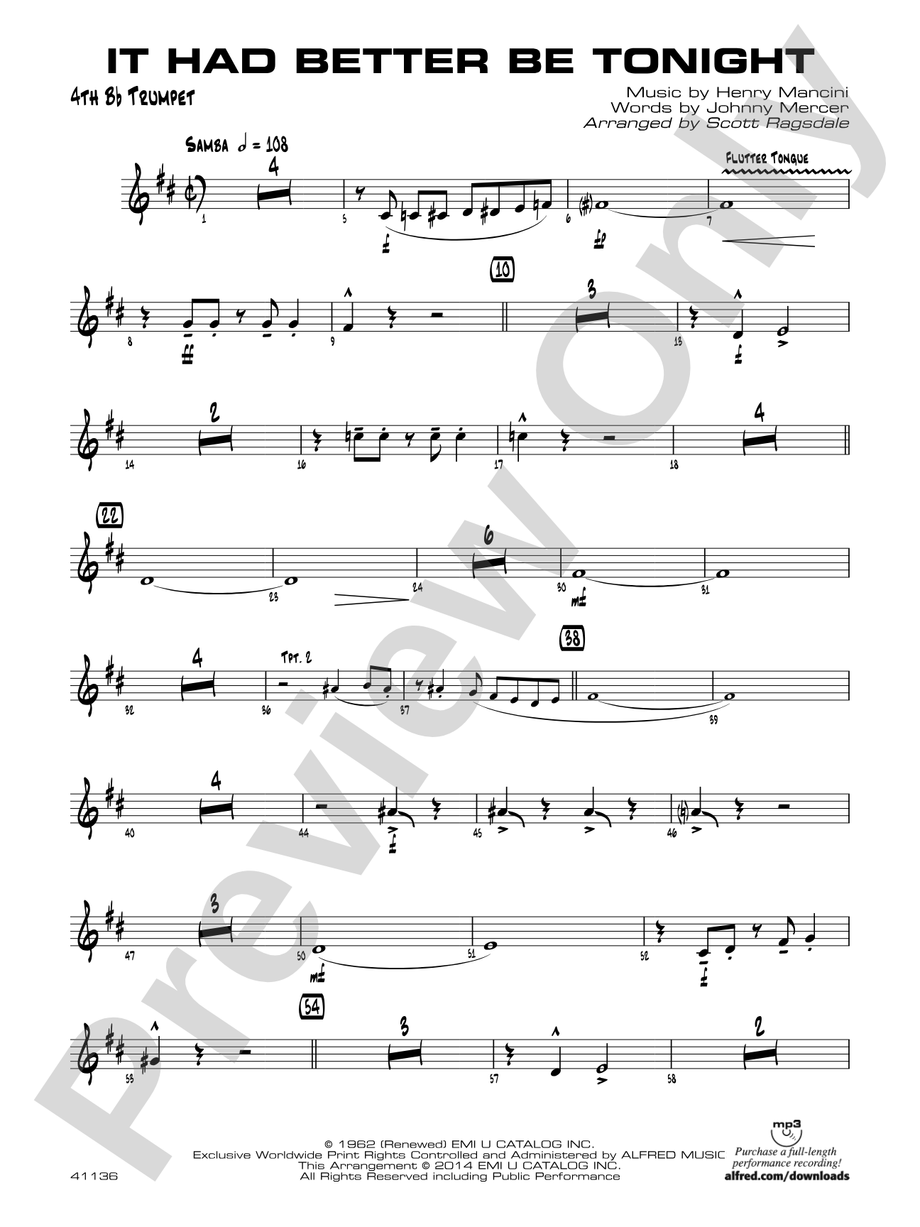 It Had Better Be Tonight: 4th B-flat Trumpet