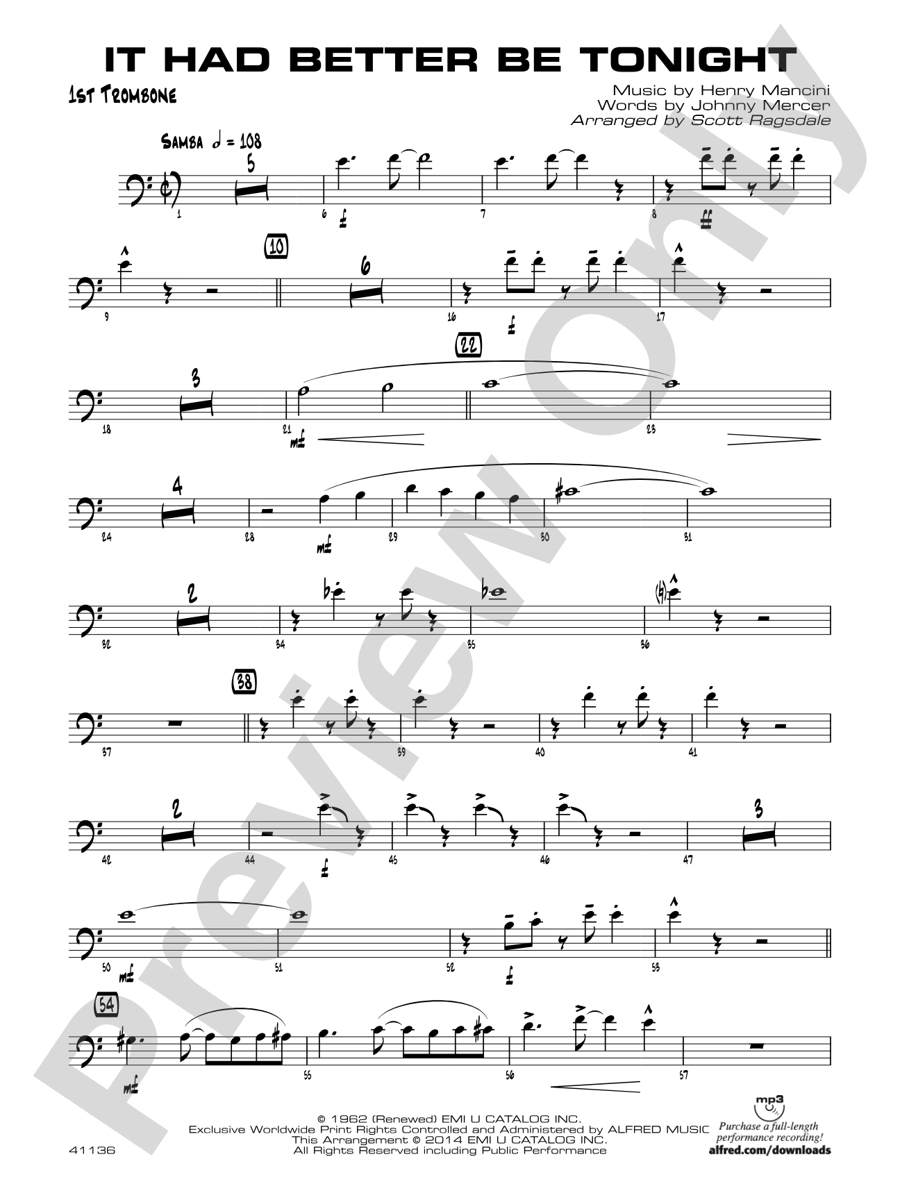 It Had Better Be Tonight: 1st Trombone