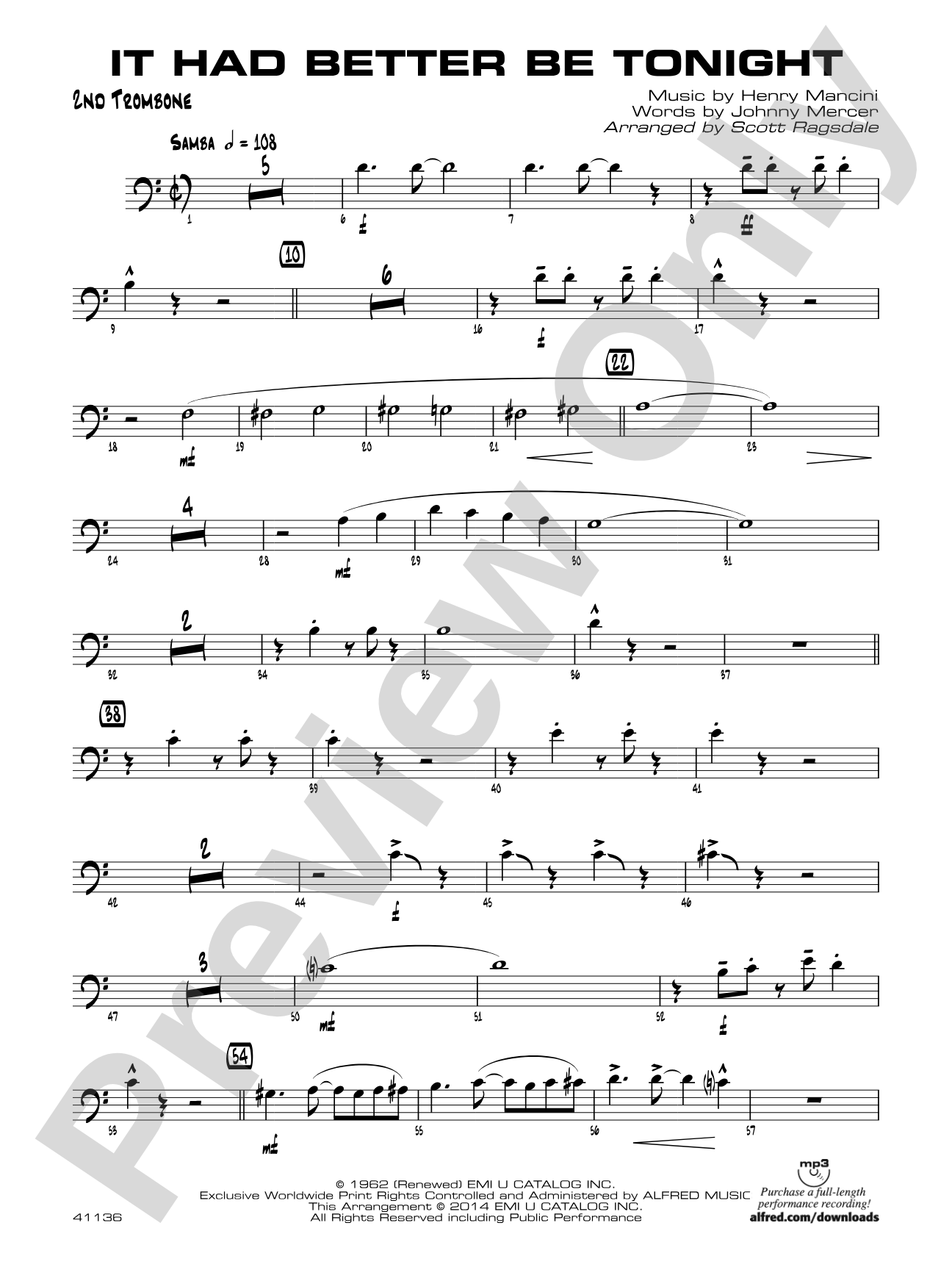 It Had Better Be Tonight: 2nd Trombone