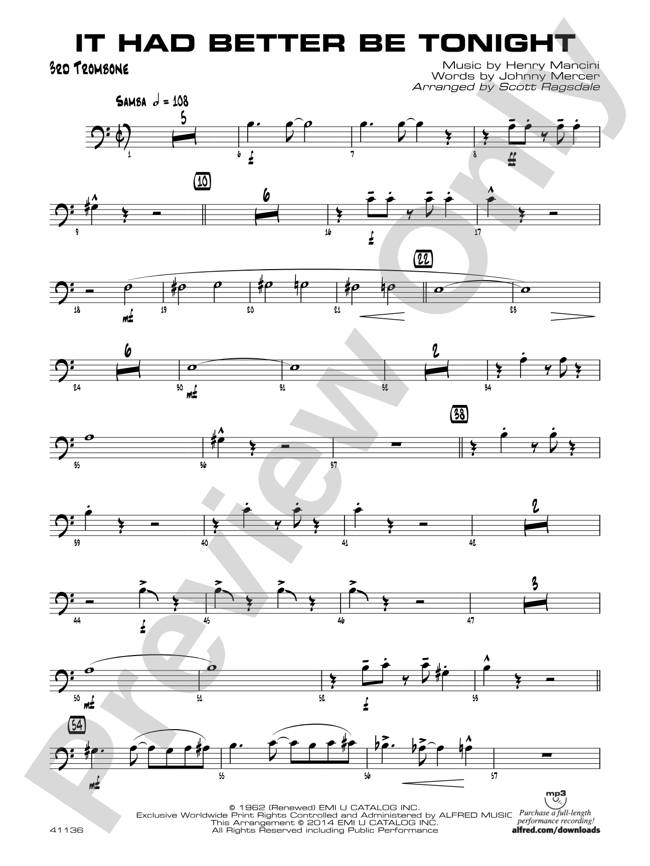 It Had Better Be Tonight: 3rd Trombone