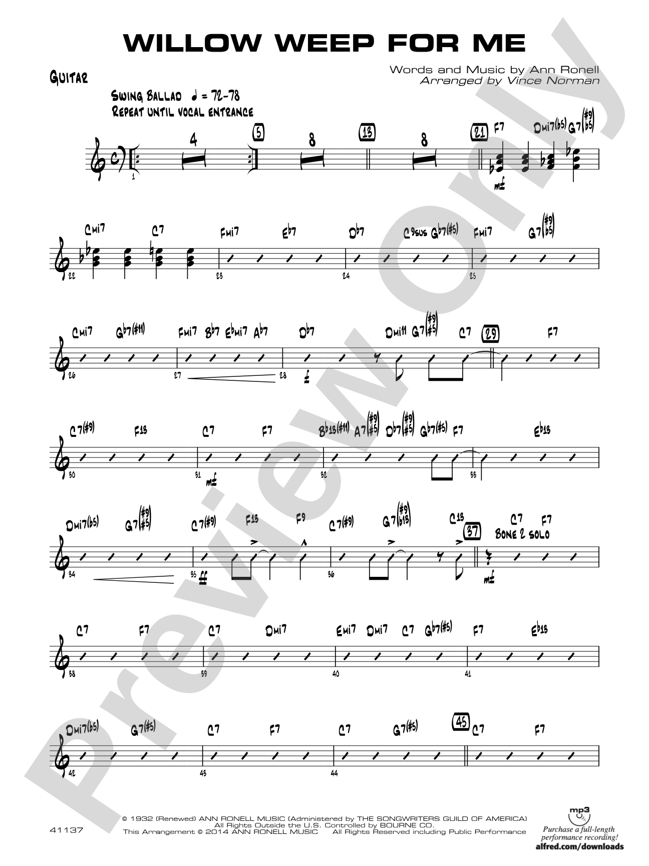 Willow Weep for Me: Guitar