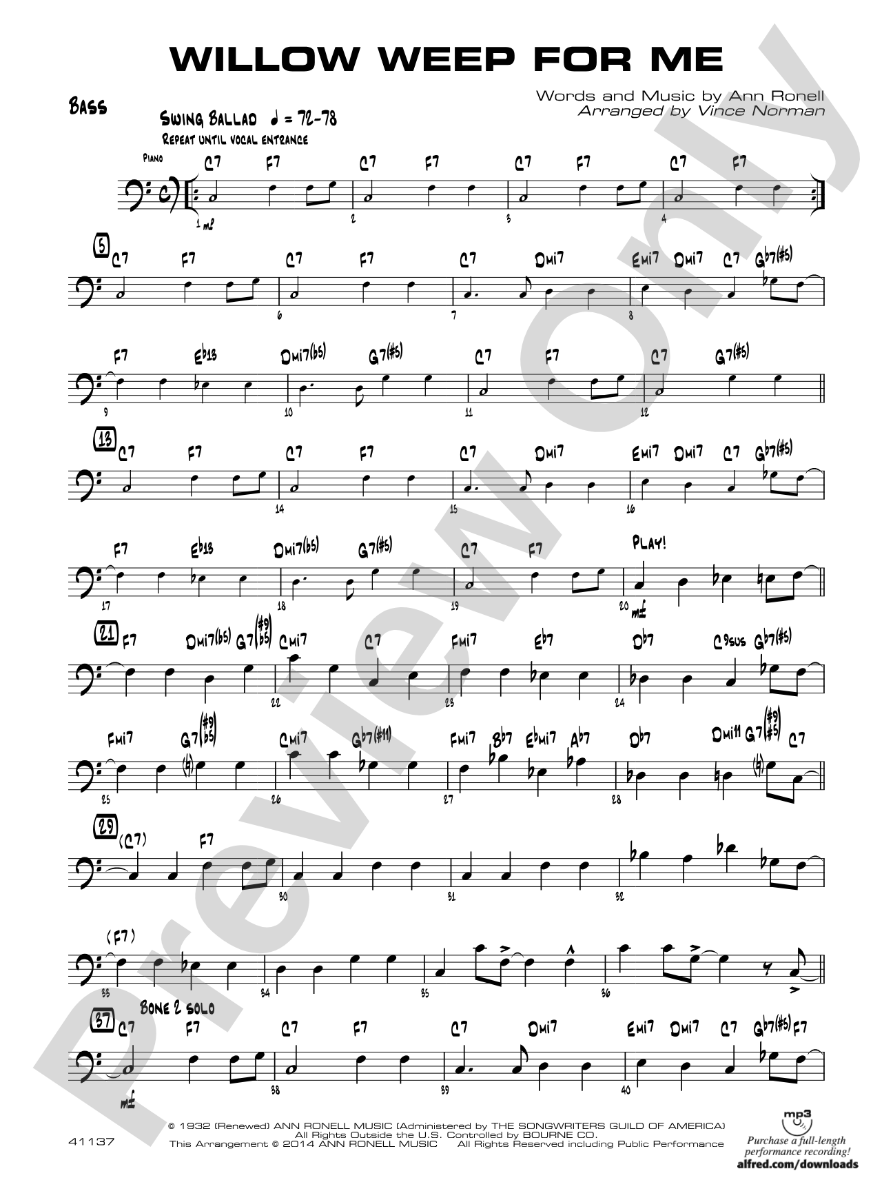 Willow Weep for Me: String Bass