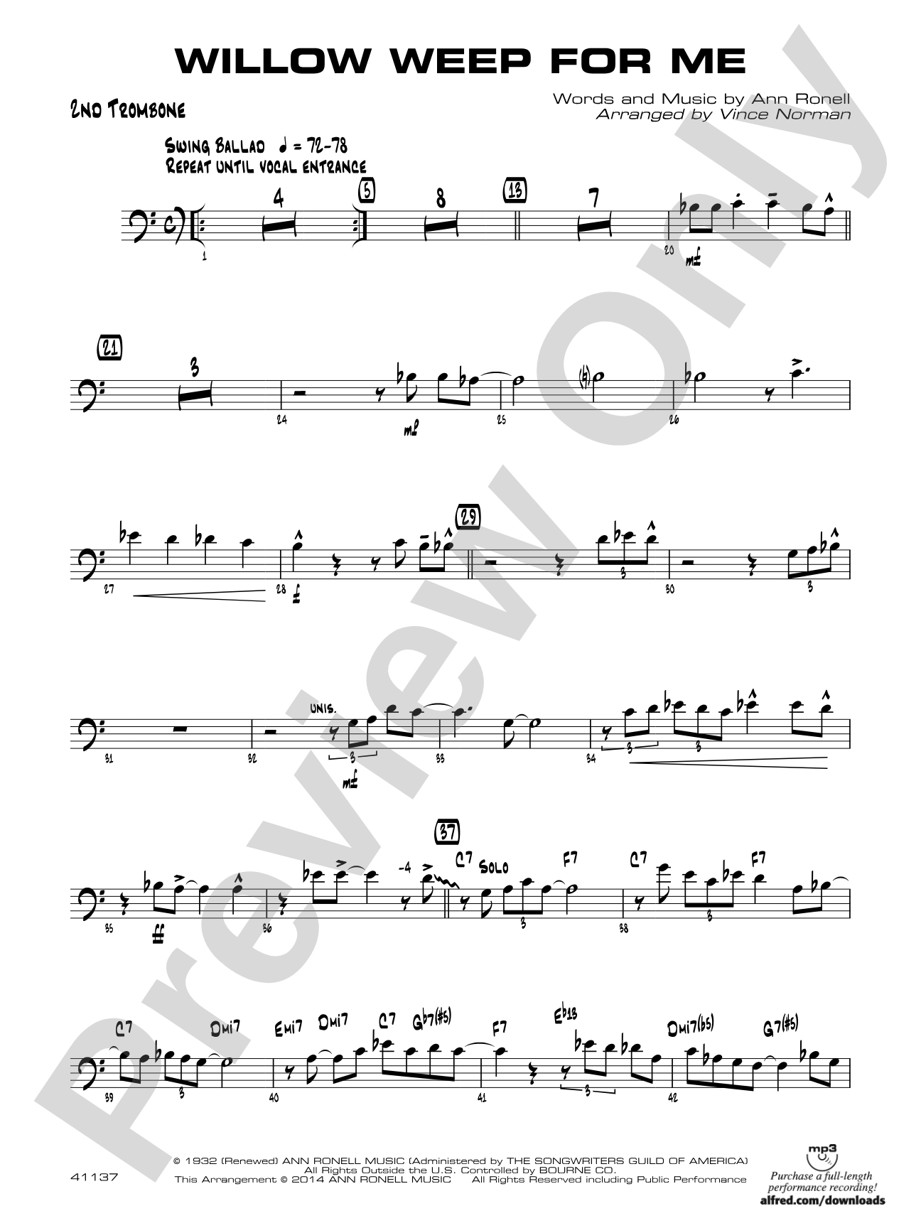 Willow Weep for Me: 2nd Trombone