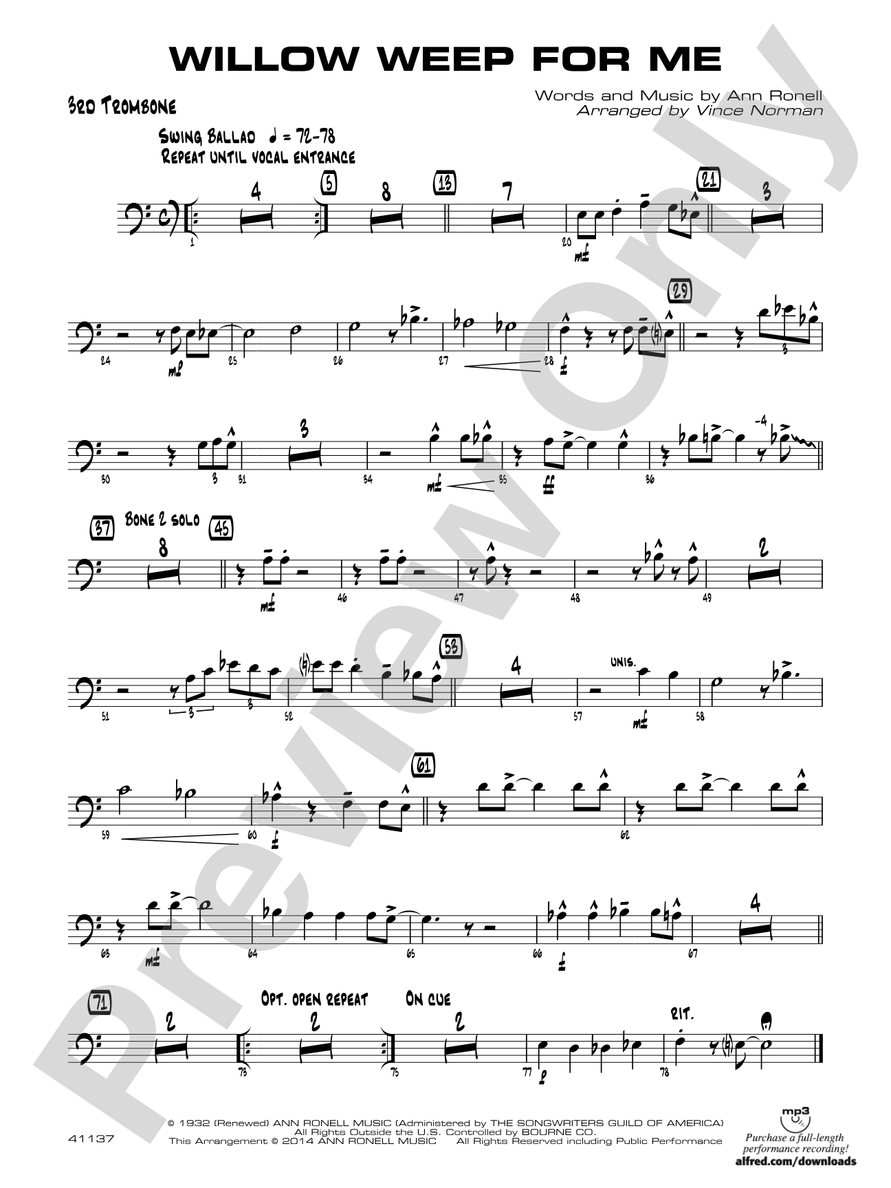 Willow Weep for Me: 3rd Trombone