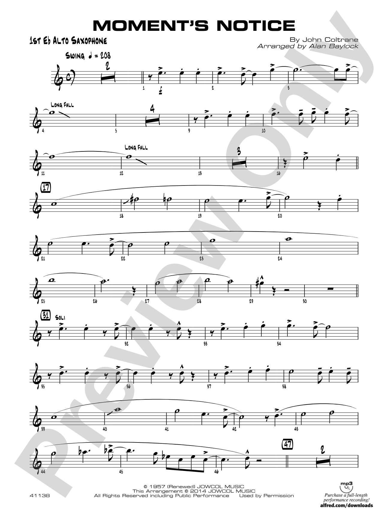Moment's Notice: E-flat Alto Saxophone