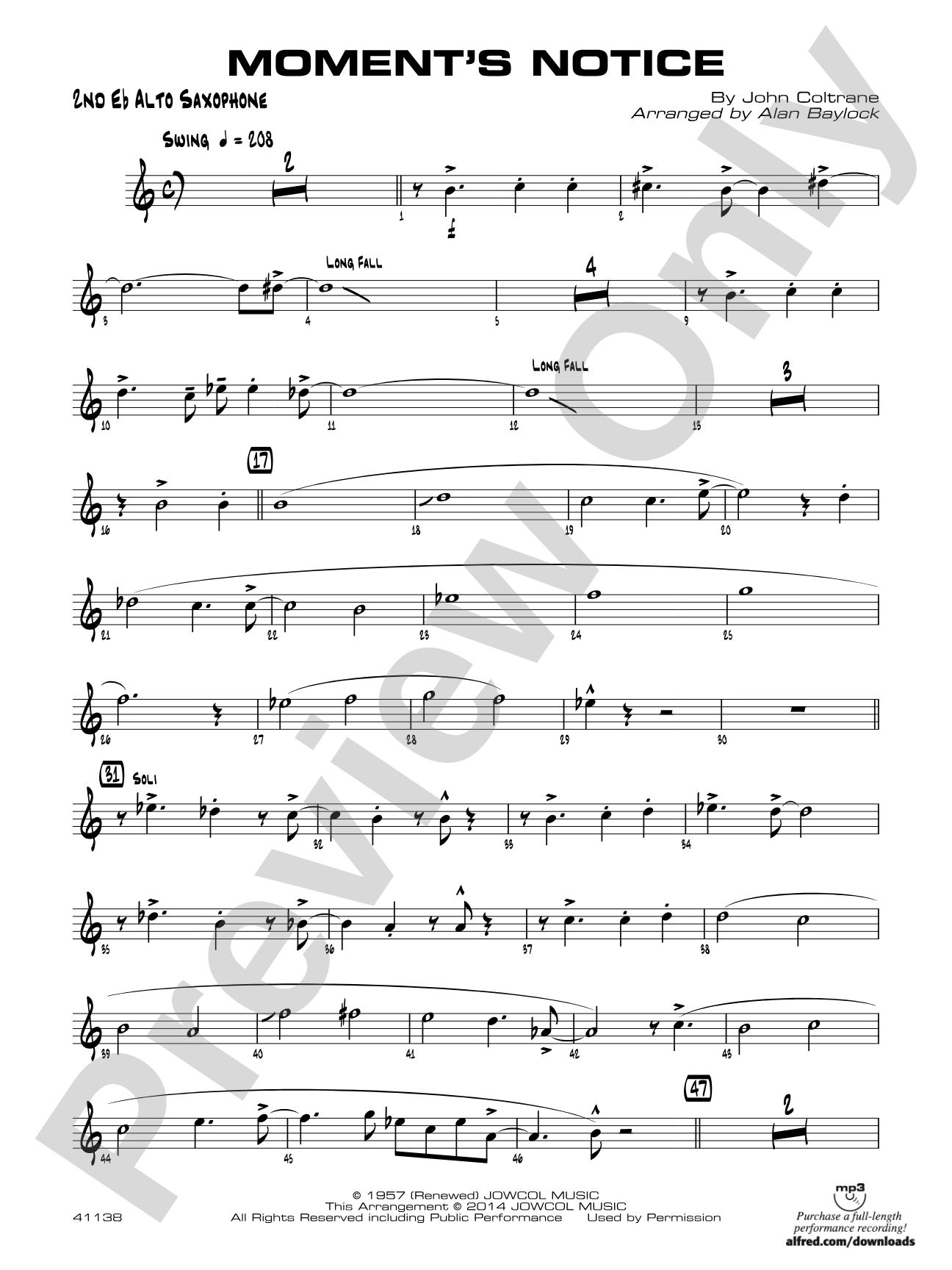 Moment's Notice: 2nd E-flat Alto Saxophone
