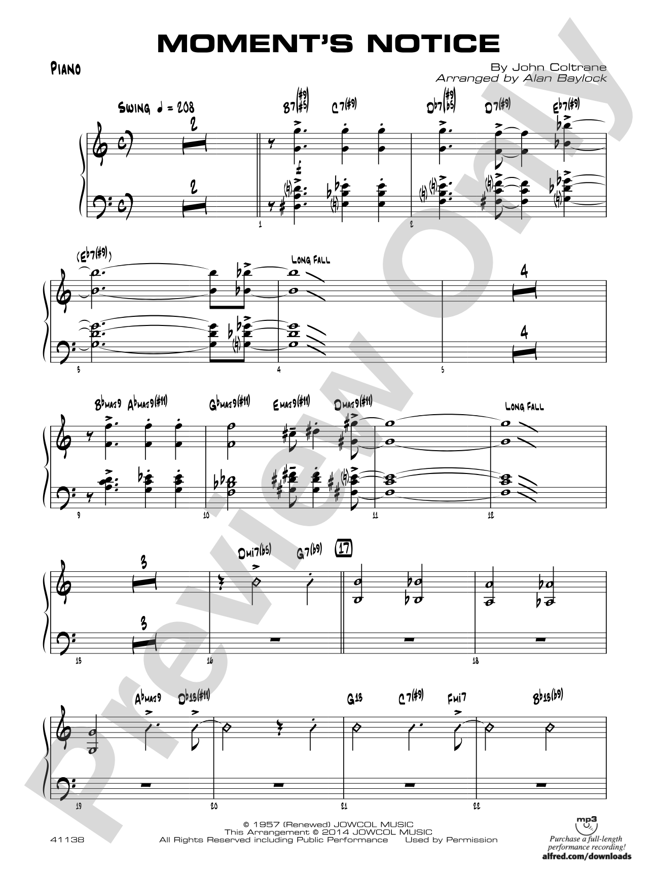 Moment's Notice: Piano Accompaniment
