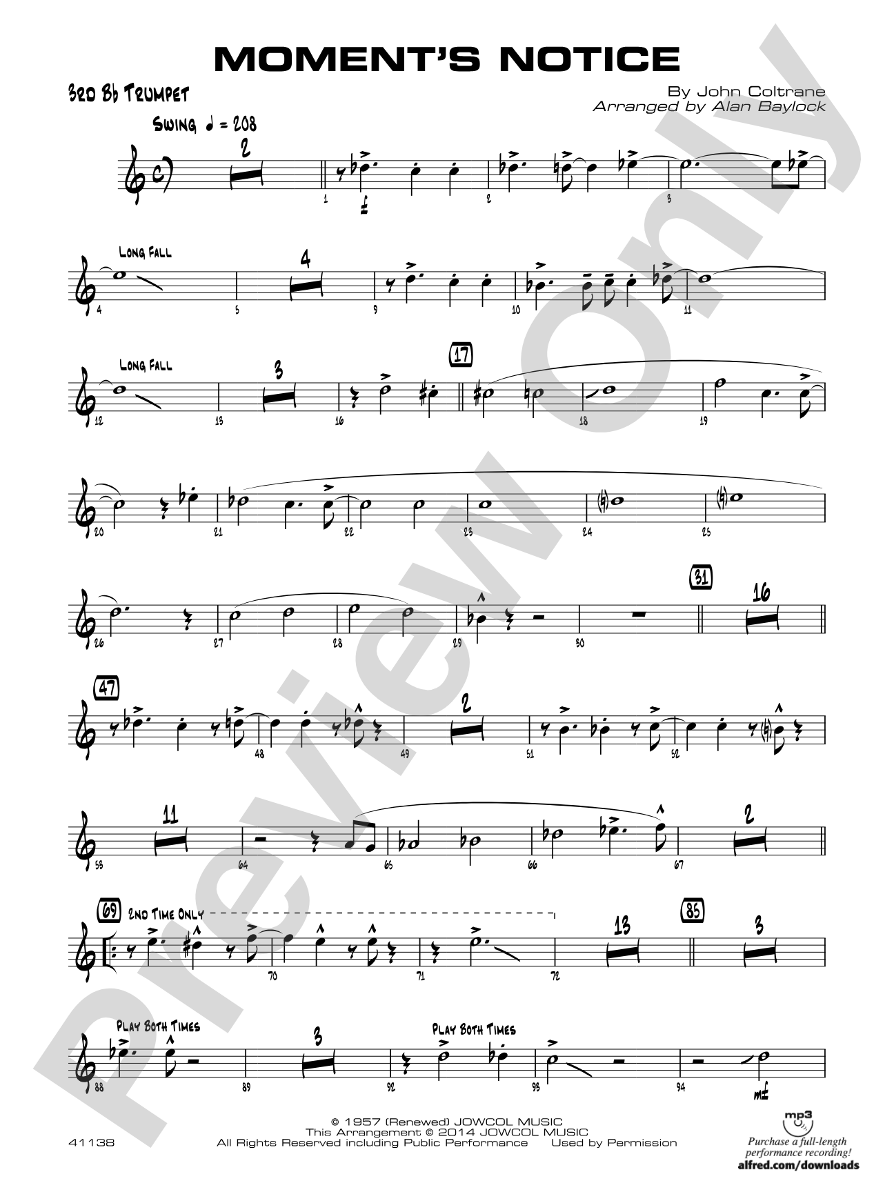 Moment's Notice: 3rd B-flat Trumpet