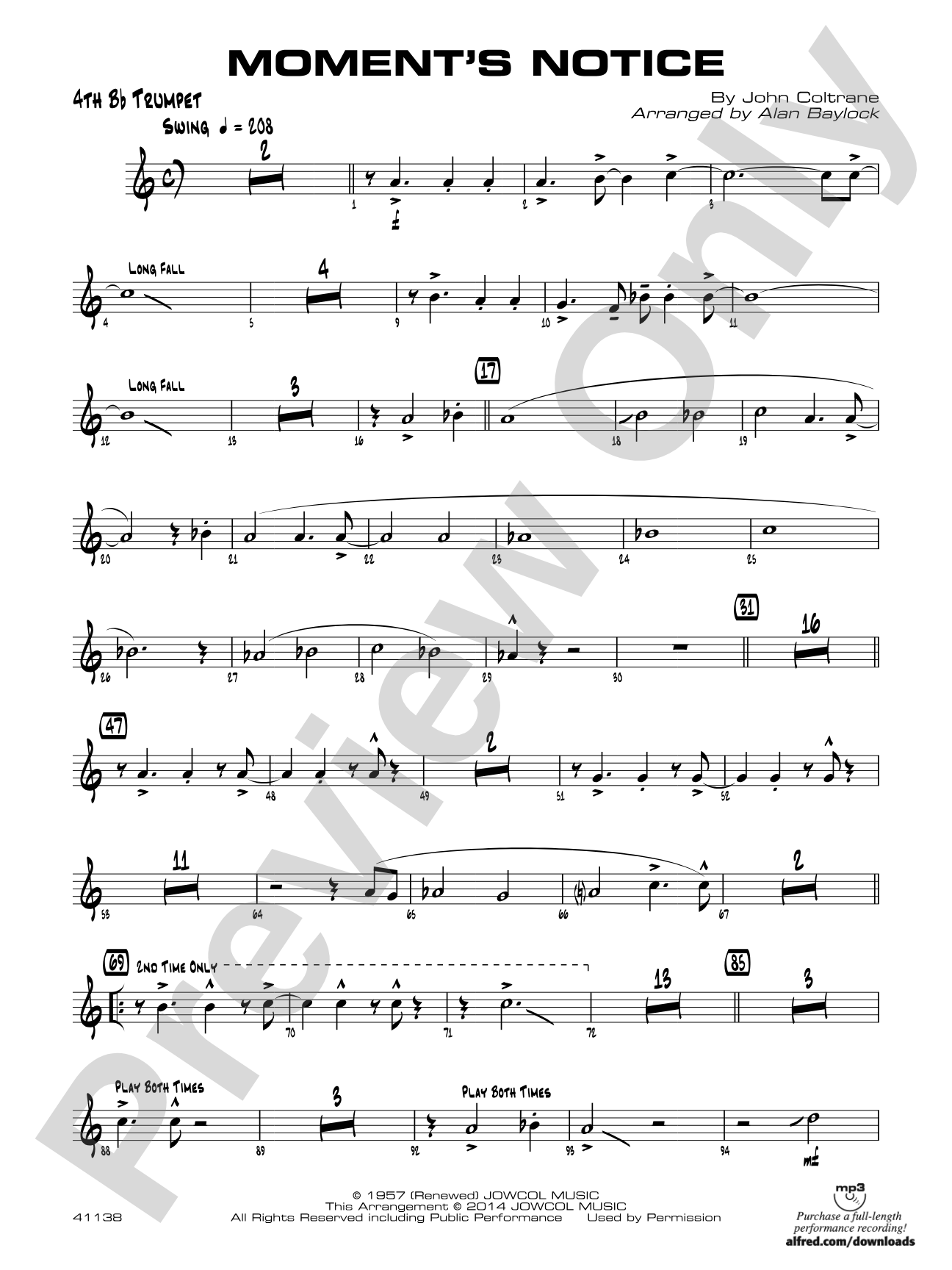 Moment's Notice: 4th B-flat Trumpet