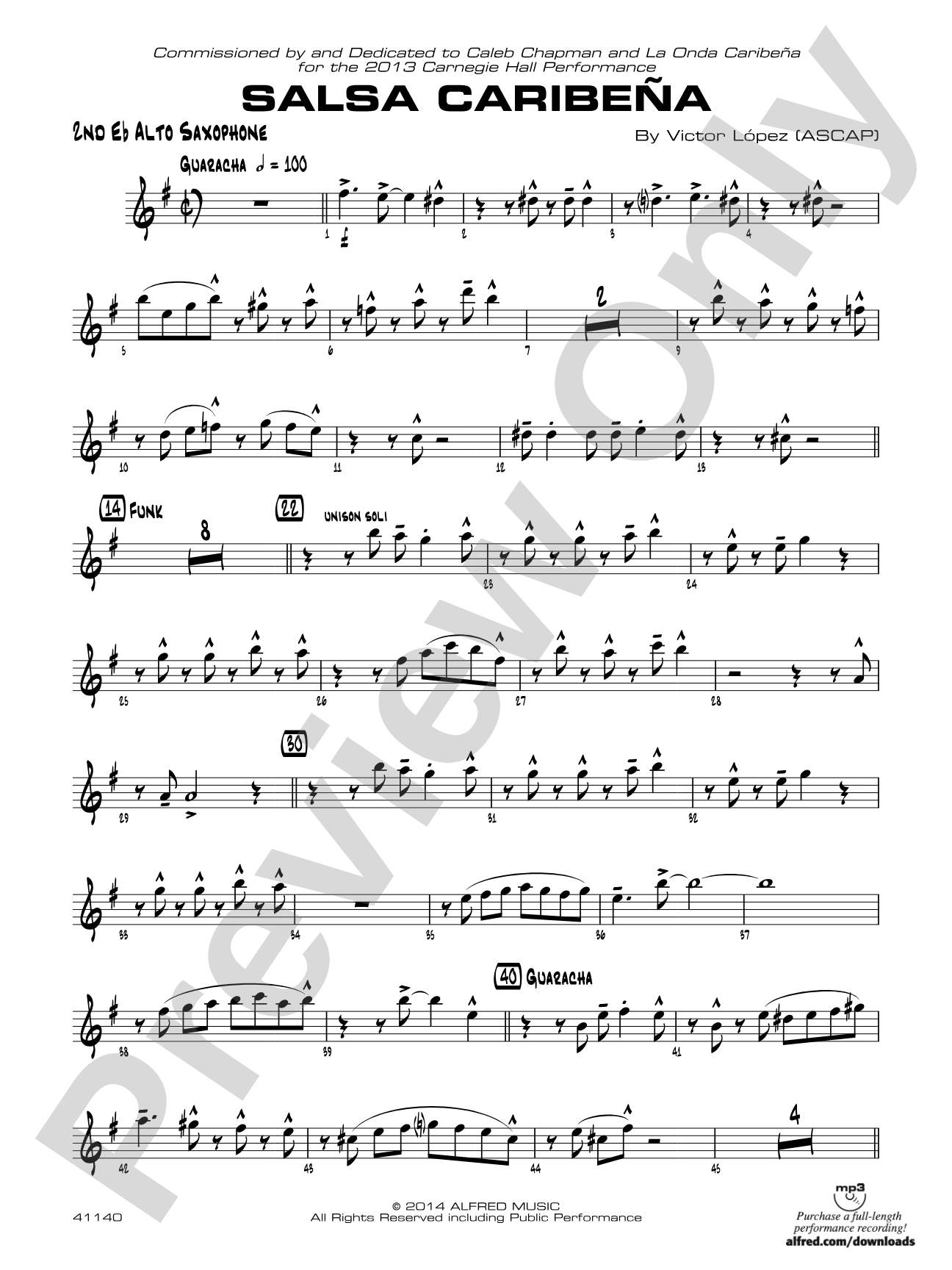 Salsa Caribeña: 2nd E-flat Alto Saxophone