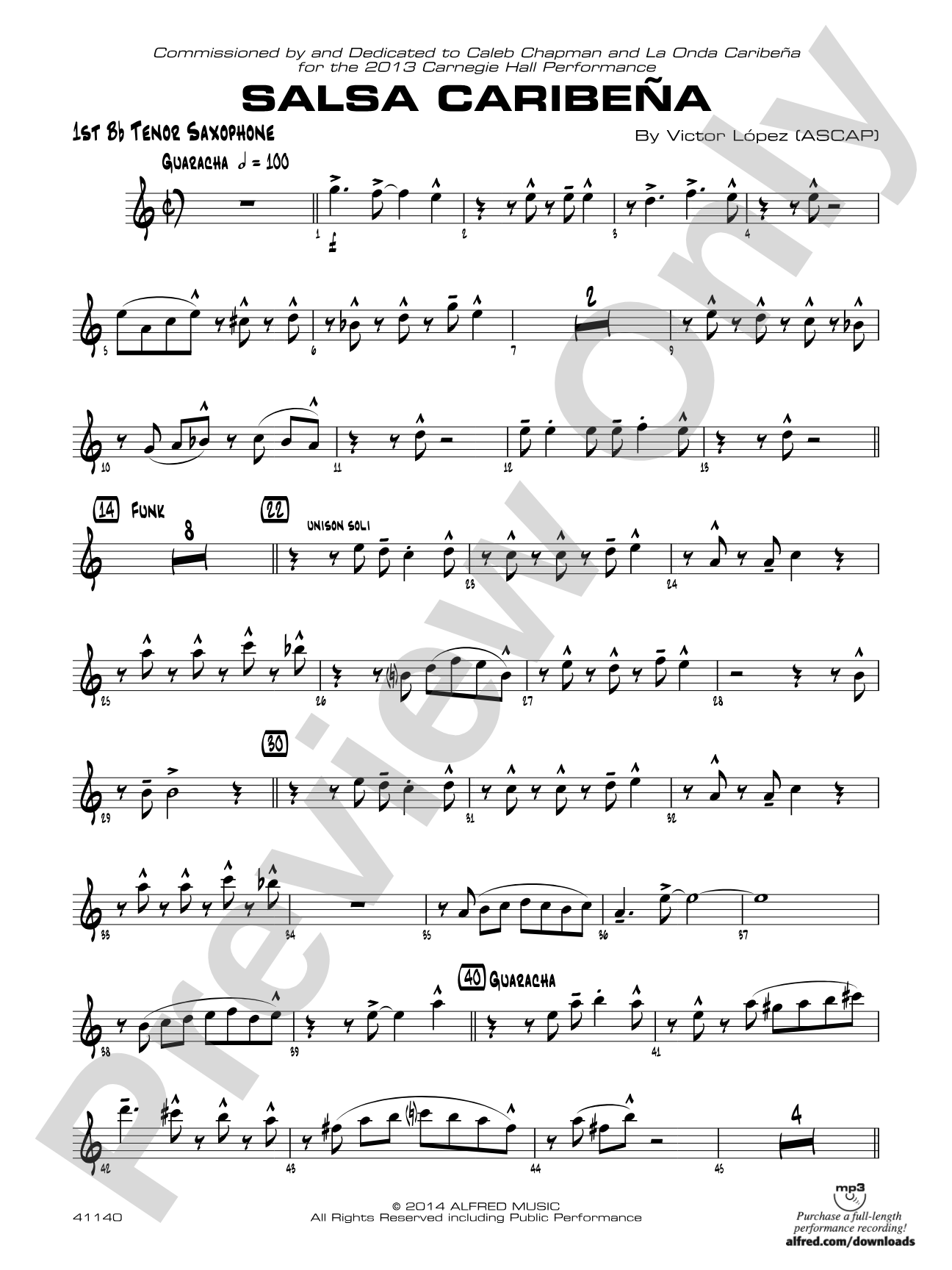 Salsa Caribeña: B-flat Tenor Saxophone