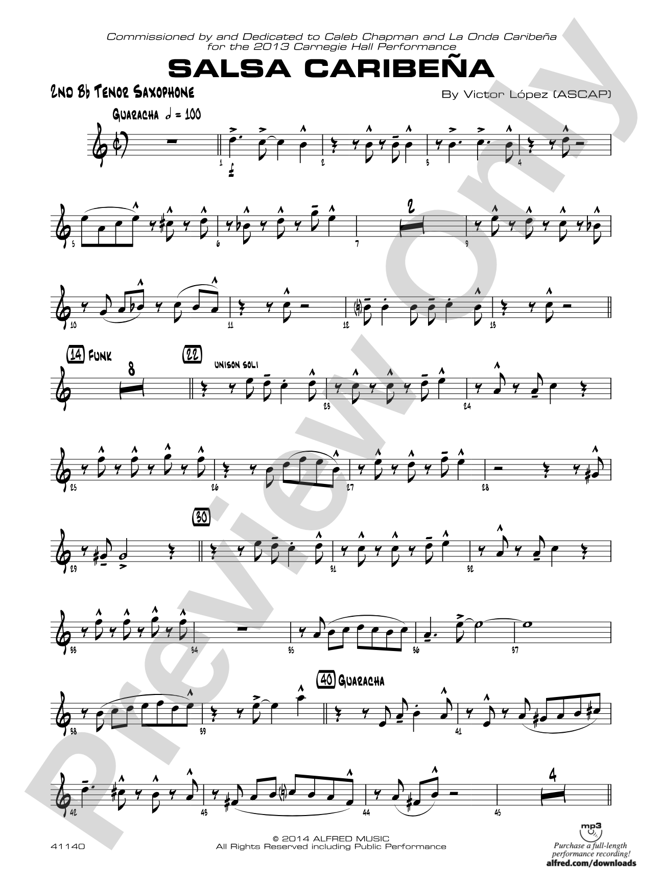 Salsa Caribeña: 2nd B-flat Tenor Saxophone