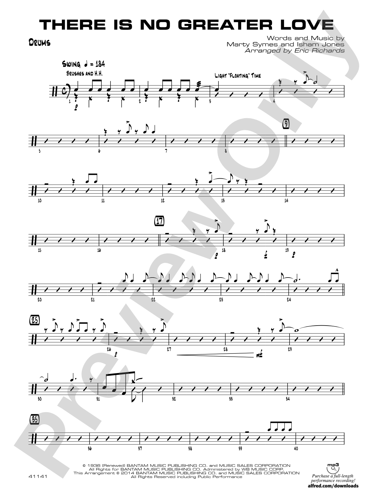 There Is No Greater Love: Drums