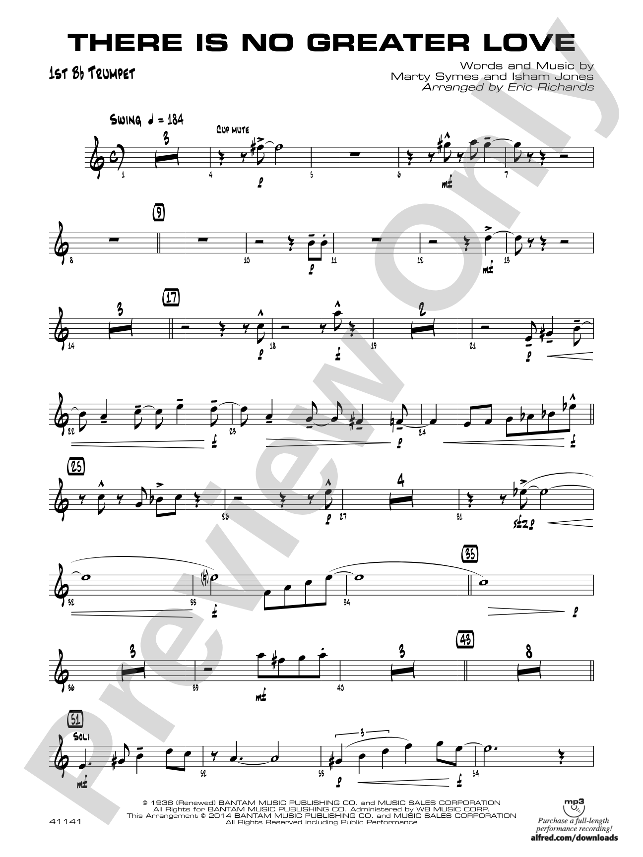 There Is No Greater Love: 1st B-flat Trumpet