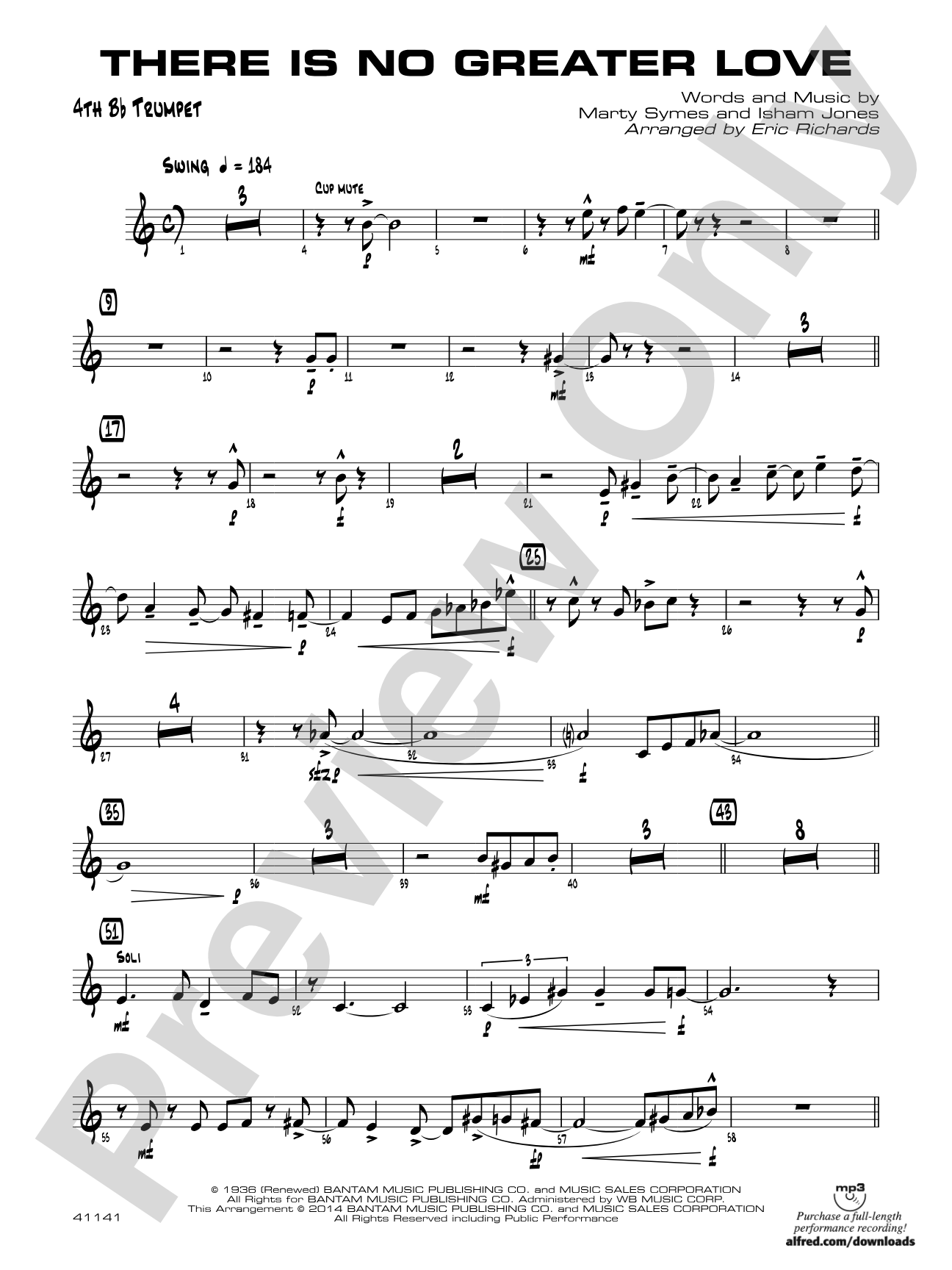 There Is No Greater Love: 4th B-flat Trumpet