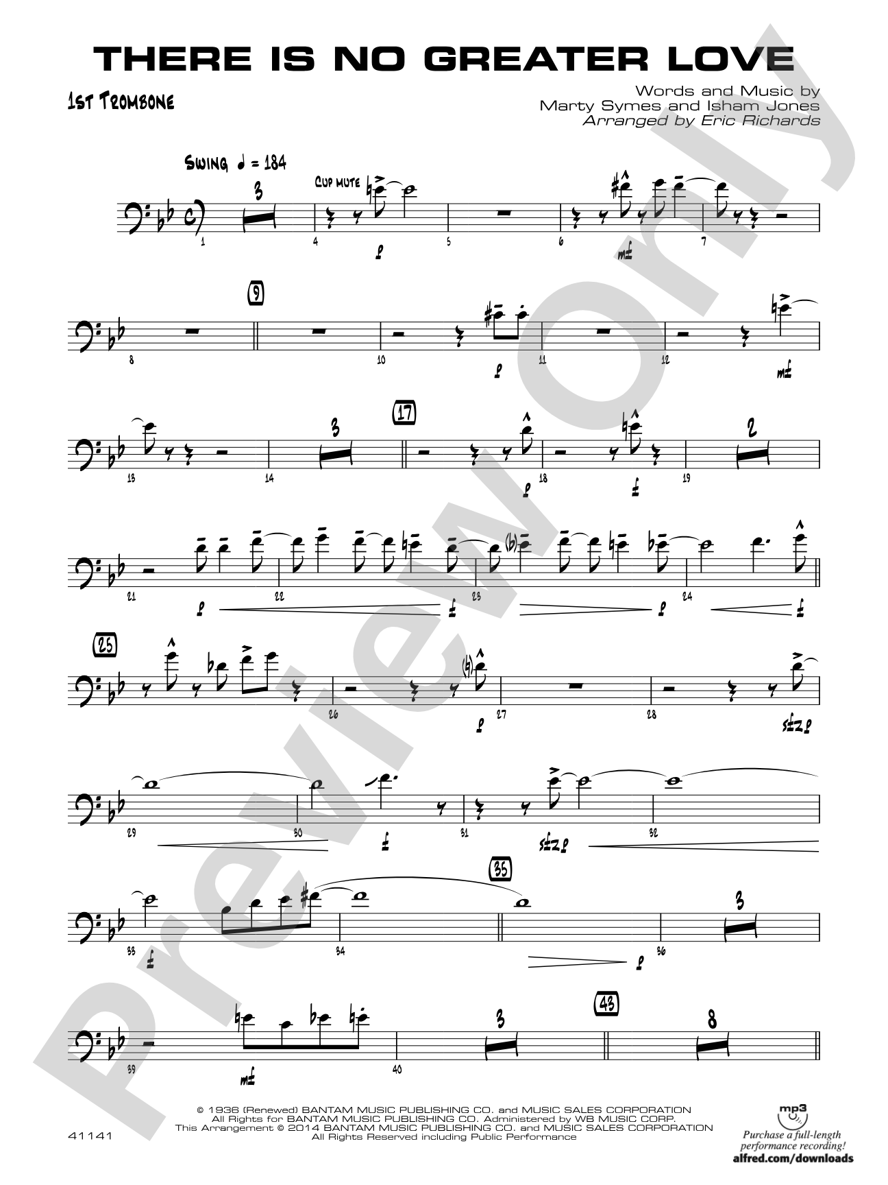 There Is No Greater Love: 1st Trombone