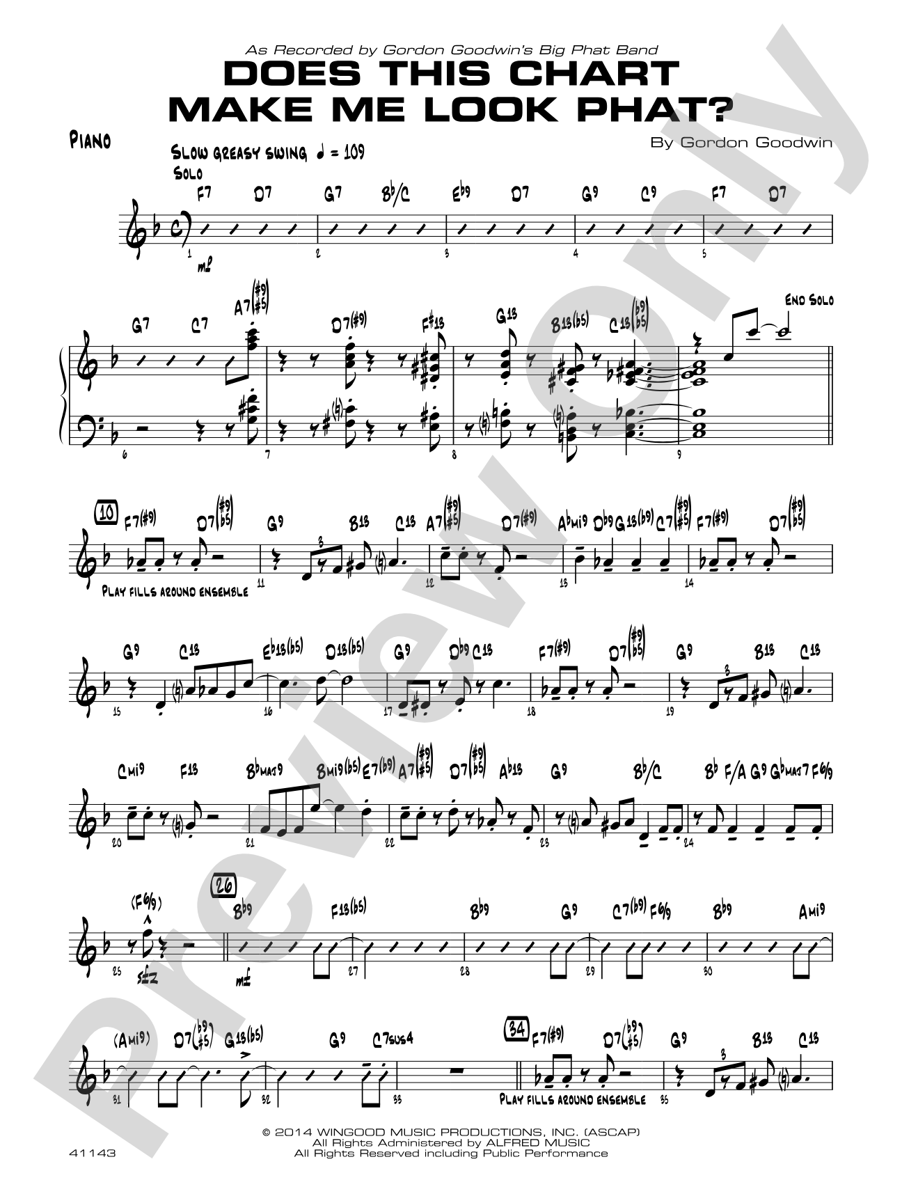 Does This Chart Make Me Look Phat?: Piano Accompaniment