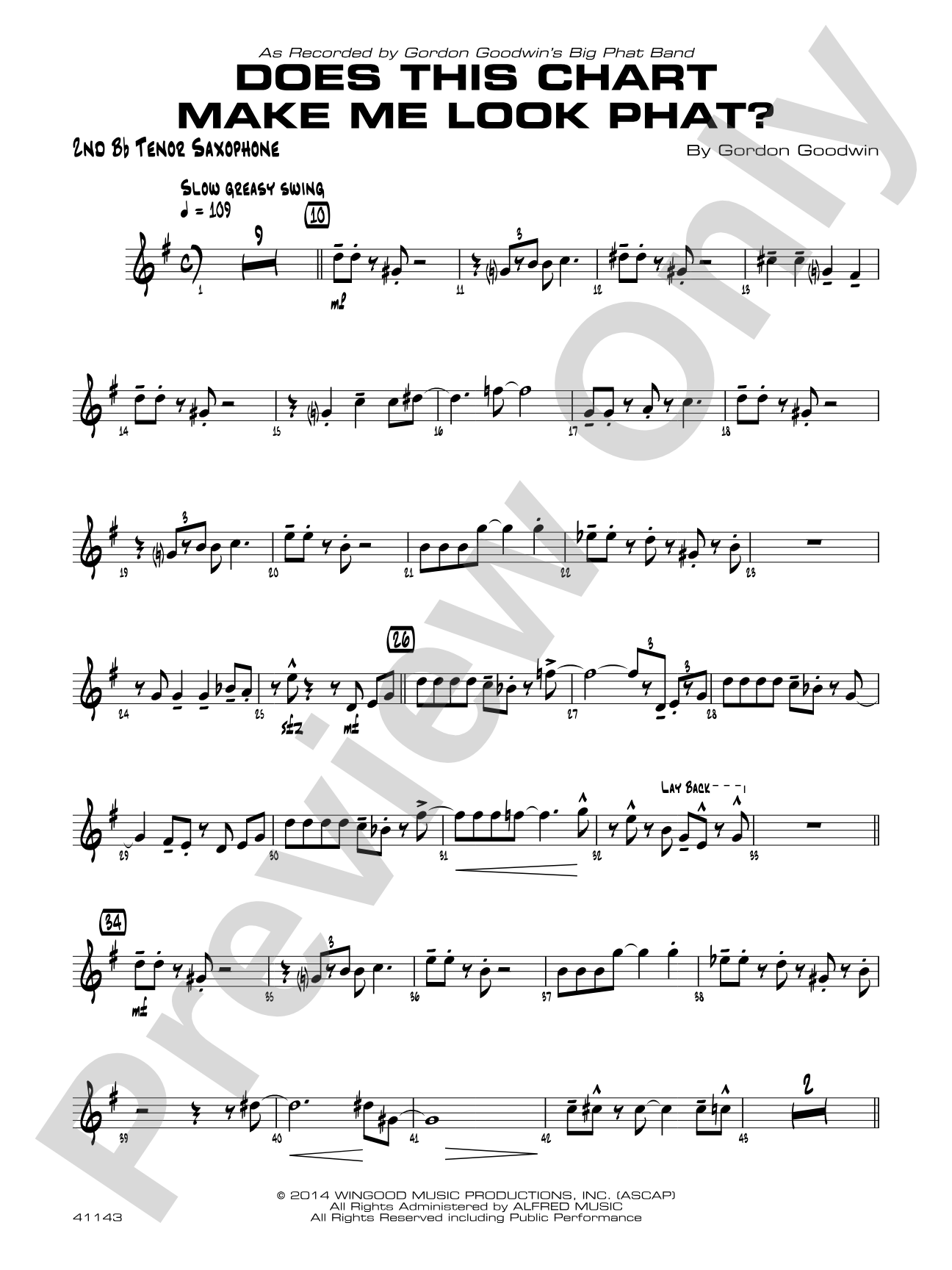 Does This Chart Make Me Look Phat?: 2nd B-flat Tenor Saxophone