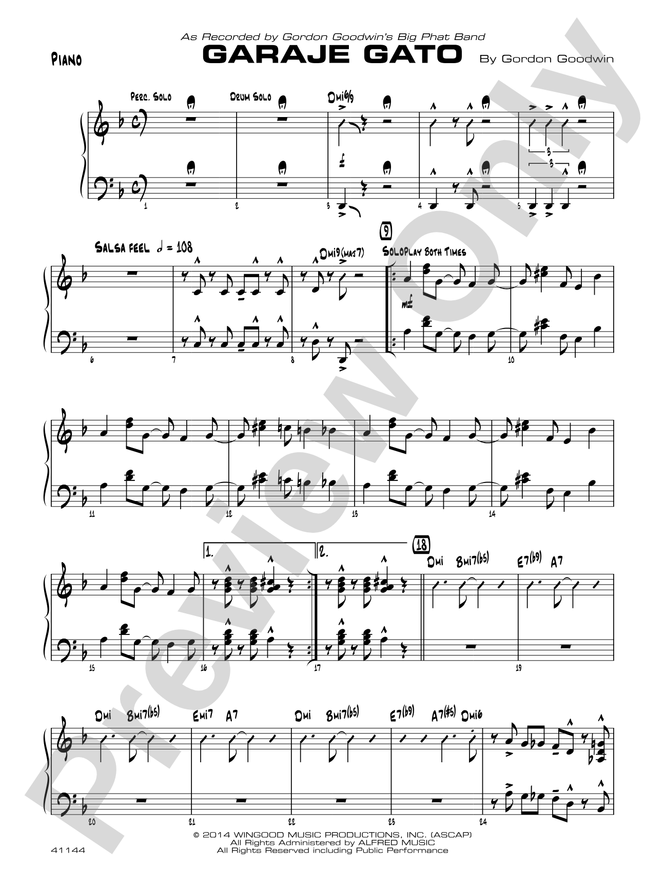Garaje Gato: Piano Accompaniment
