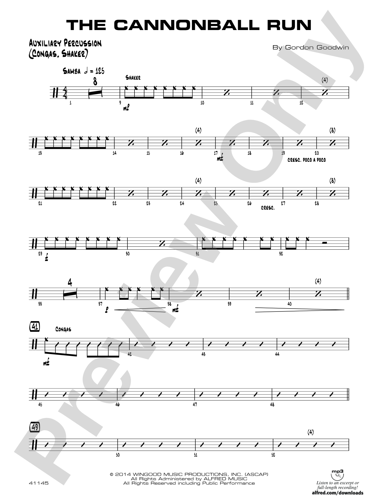 The Cannonball Run: Auxiliary Percussion