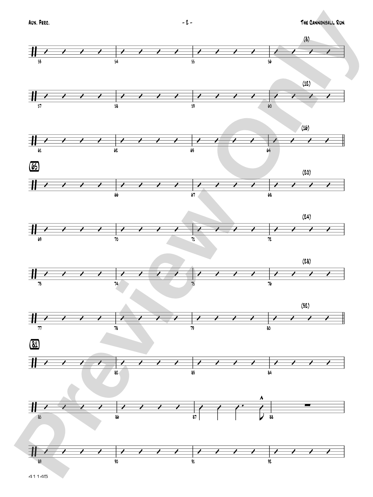 The Cannonball Run: Auxiliary Percussion