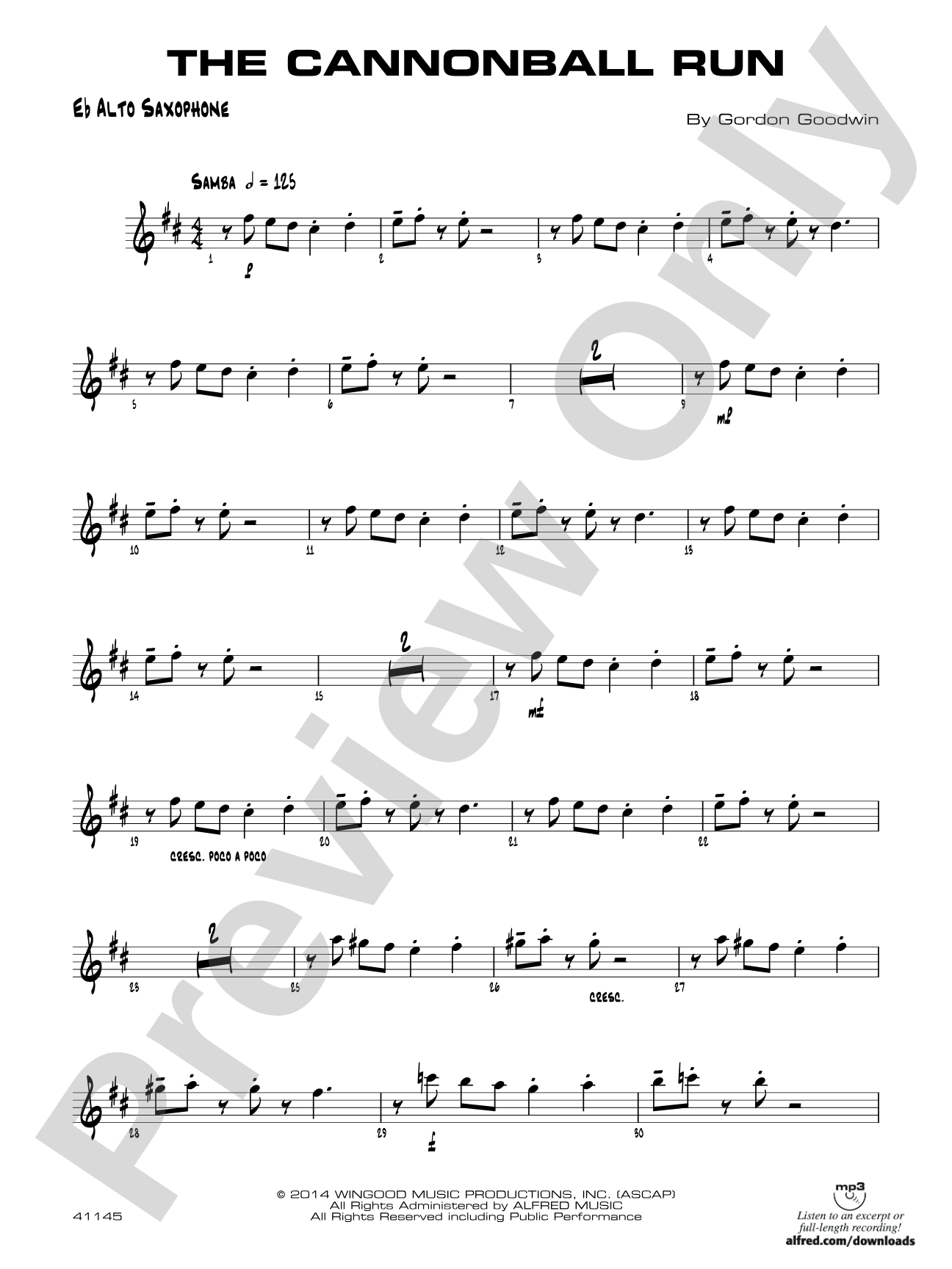 The Cannonball Run: E-flat Alto Saxophone