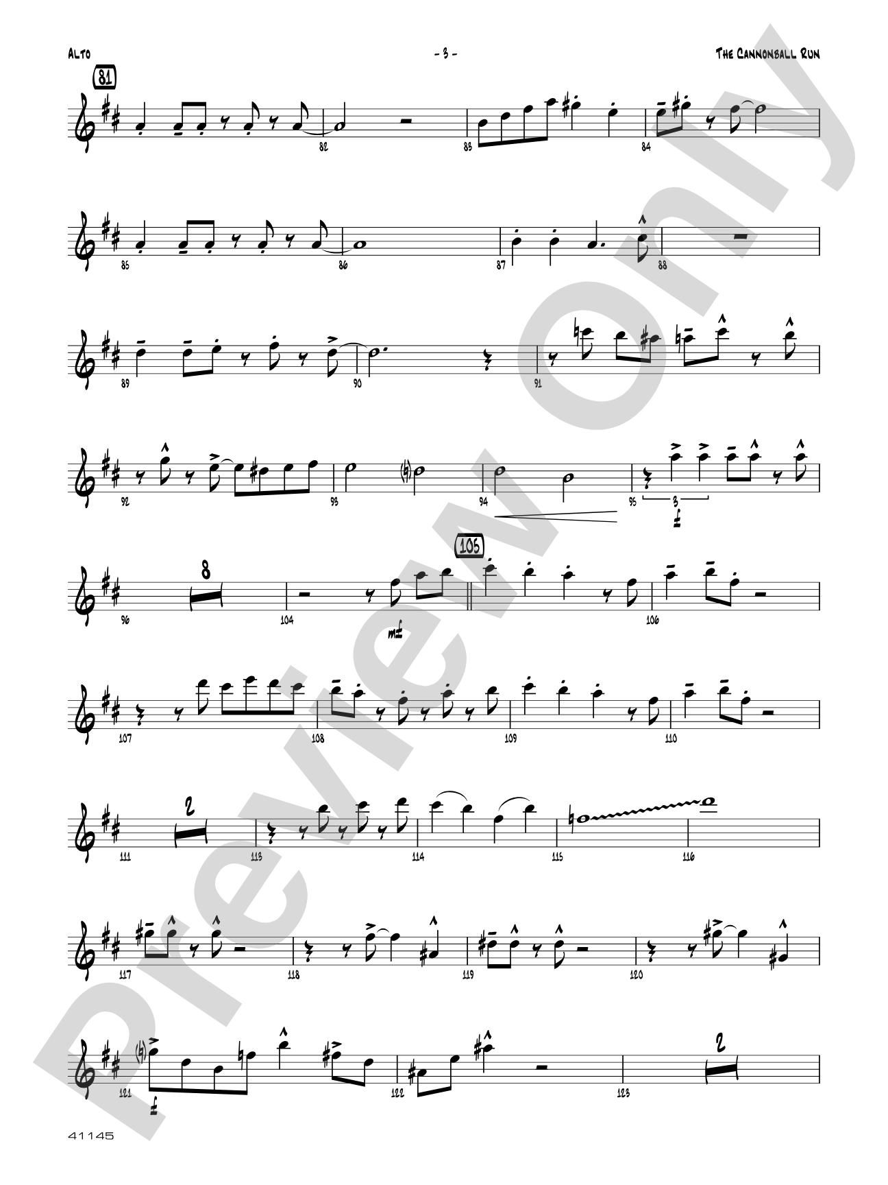 The Cannonball Run: E-flat Alto Saxophone