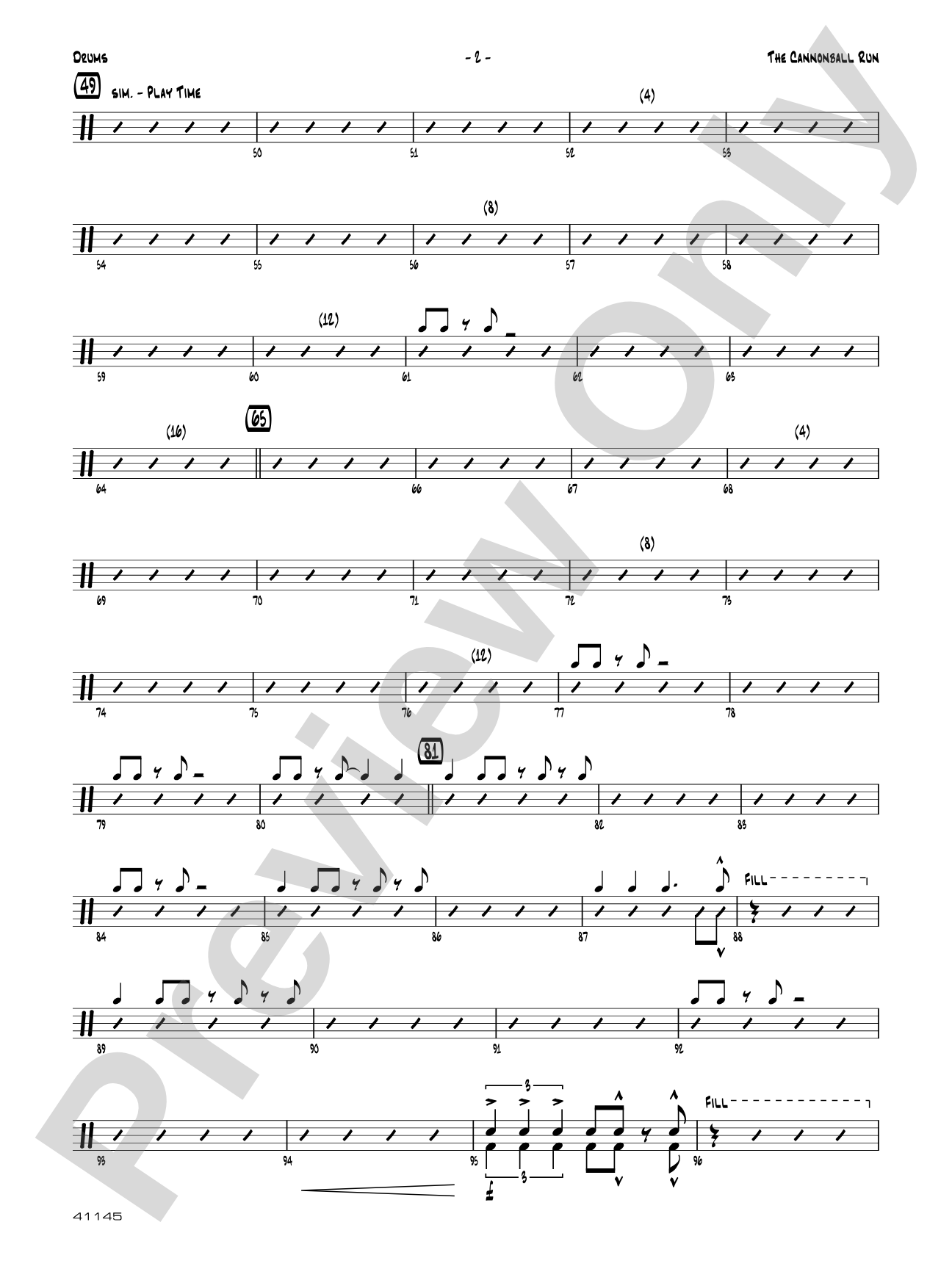 The Cannonball Run: Drums
